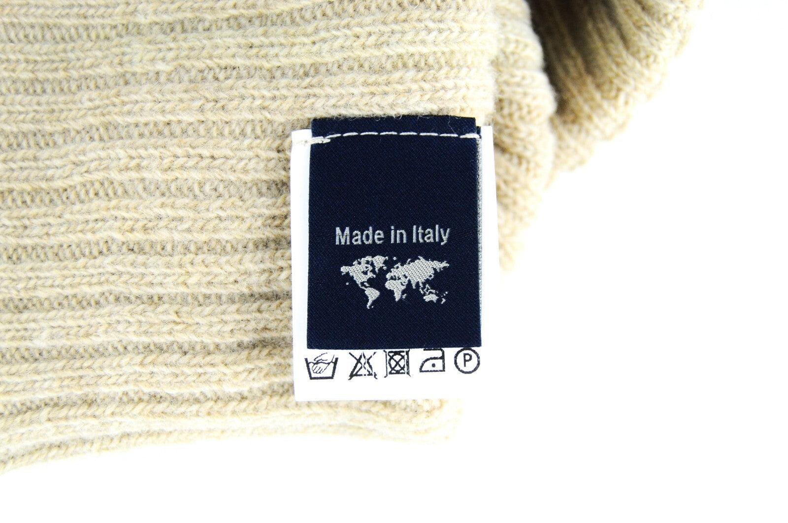 HARMONT & BLAINE Mens OS Ecru Rib-Knit Beanie  Wool Unisex Dress Hat