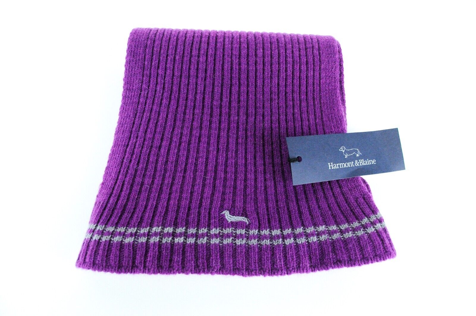 HARMONT & BLAINE Mens OS Mauve Purple Wool Rib-Knit Dress Unisex Scarf