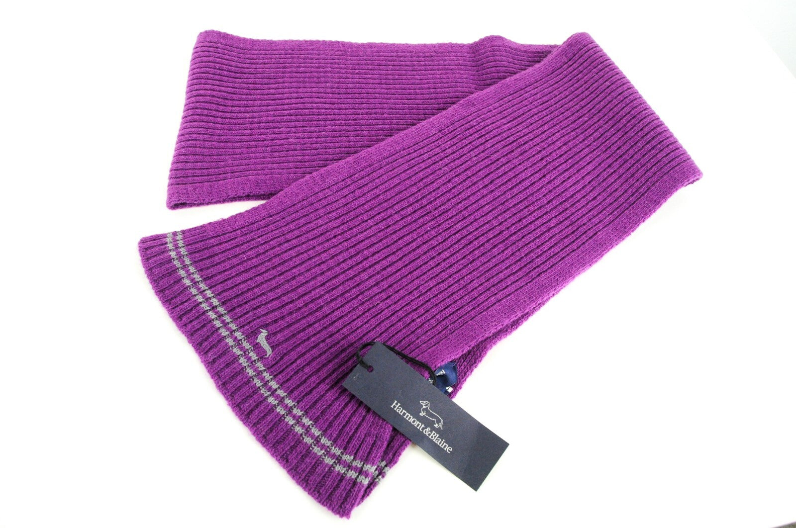 HARMONT & BLAINE Mens OS Mauve Purple Wool Rib-Knit Dress Unisex Scarf