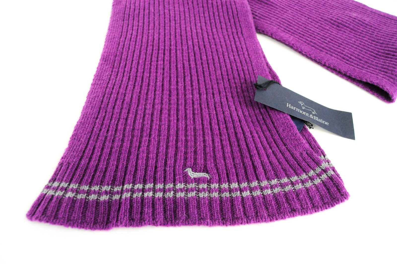 HARMONT & BLAINE Mens OS Mauve Purple Wool Rib-Knit Dress Unisex Scarf