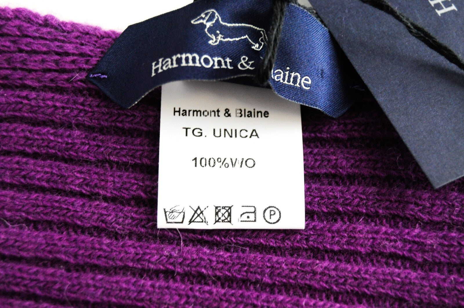 HARMONT & BLAINE Mens OS Mauve Purple Wool Rib-Knit Dress Unisex Scarf