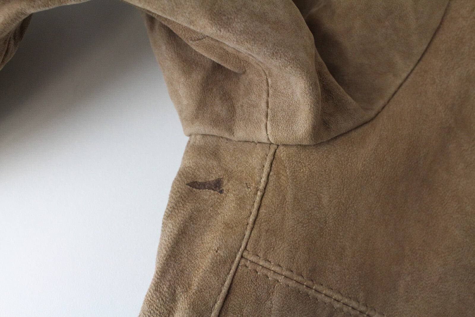 REPLAY Womens XS Brown Suede Lambskin Jacket Long Sleeve Zipped Lined