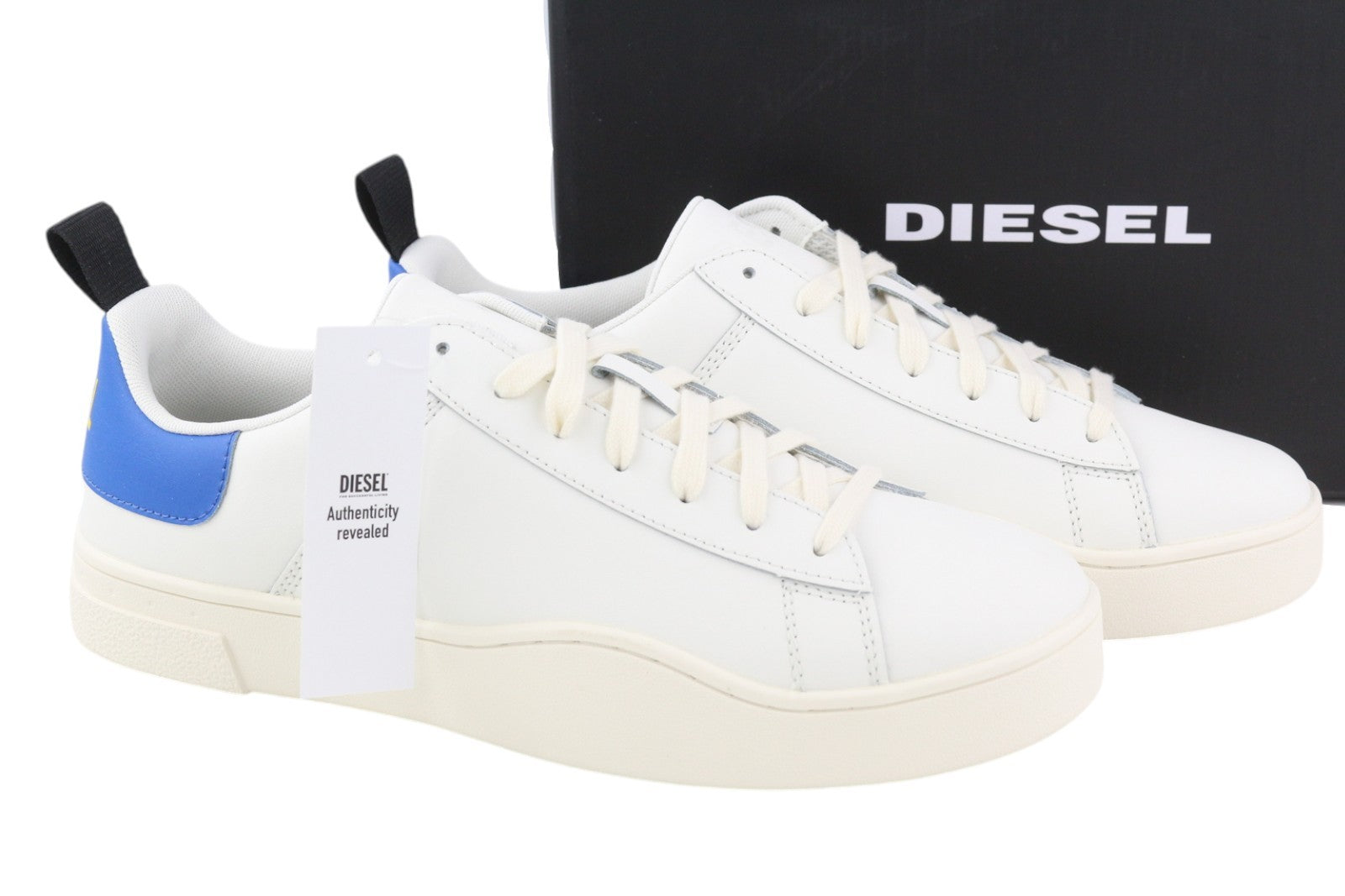 DIESEL S-Clever Low Lace Men Sneakers EU44.5 White Cow Leather RRP140 Trainers