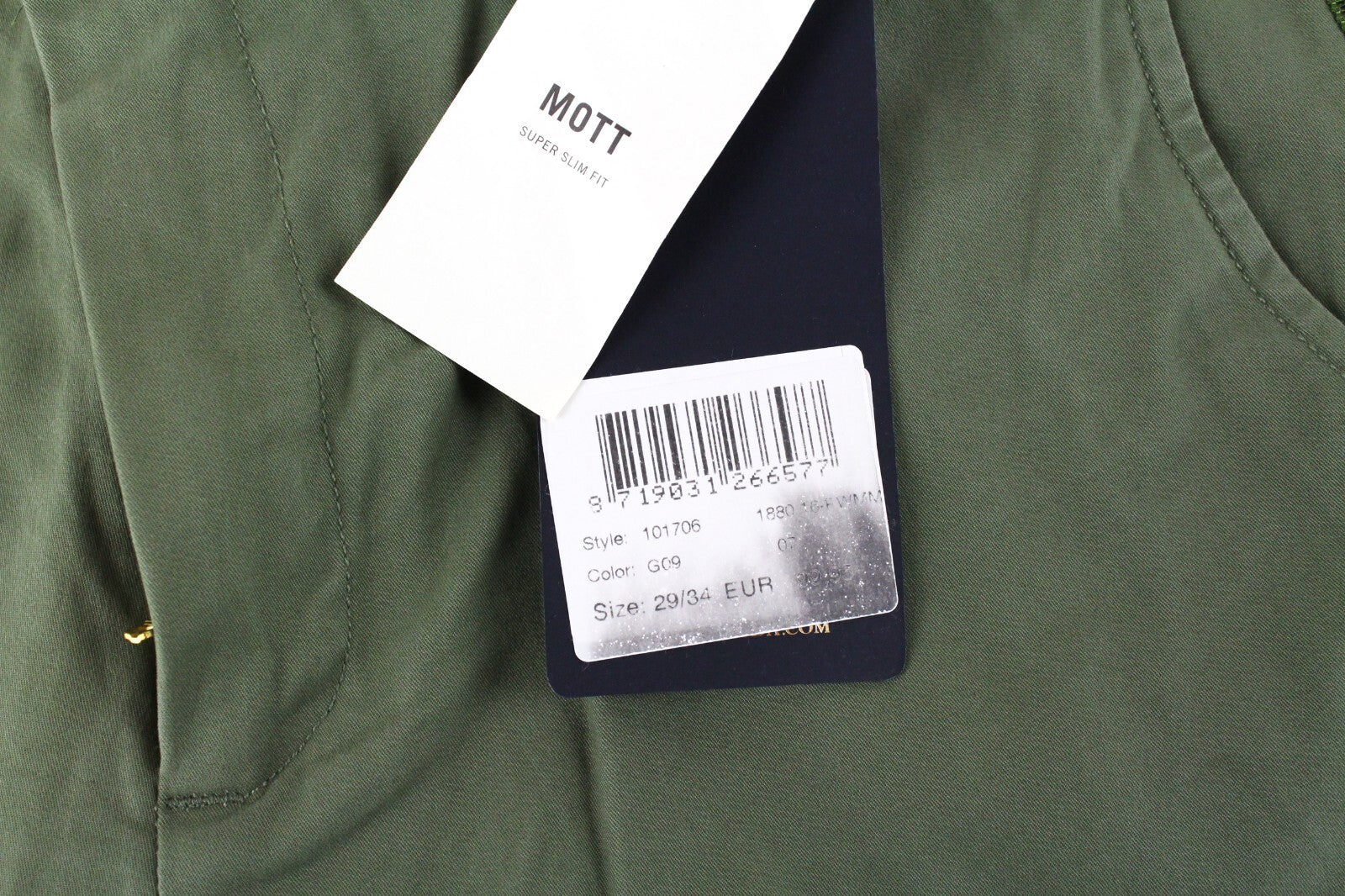 SCOTCH & SODA Mens W29/L34 Green Cotton Stretchy Super Slim  Mott Trousers