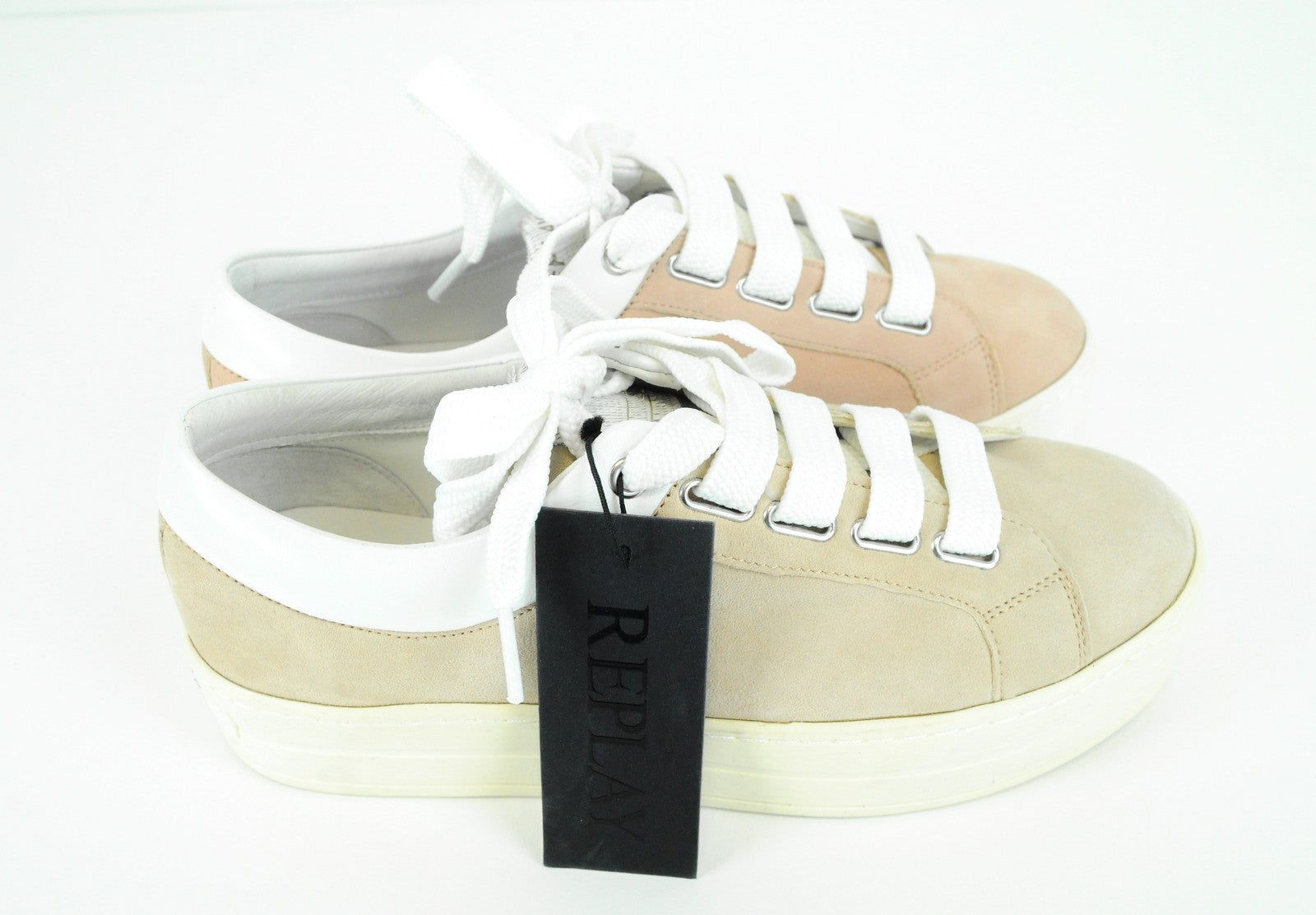 REPLAY Womens Pink Suede Trainers EU39 Casual Lace-Up Street Sneakers