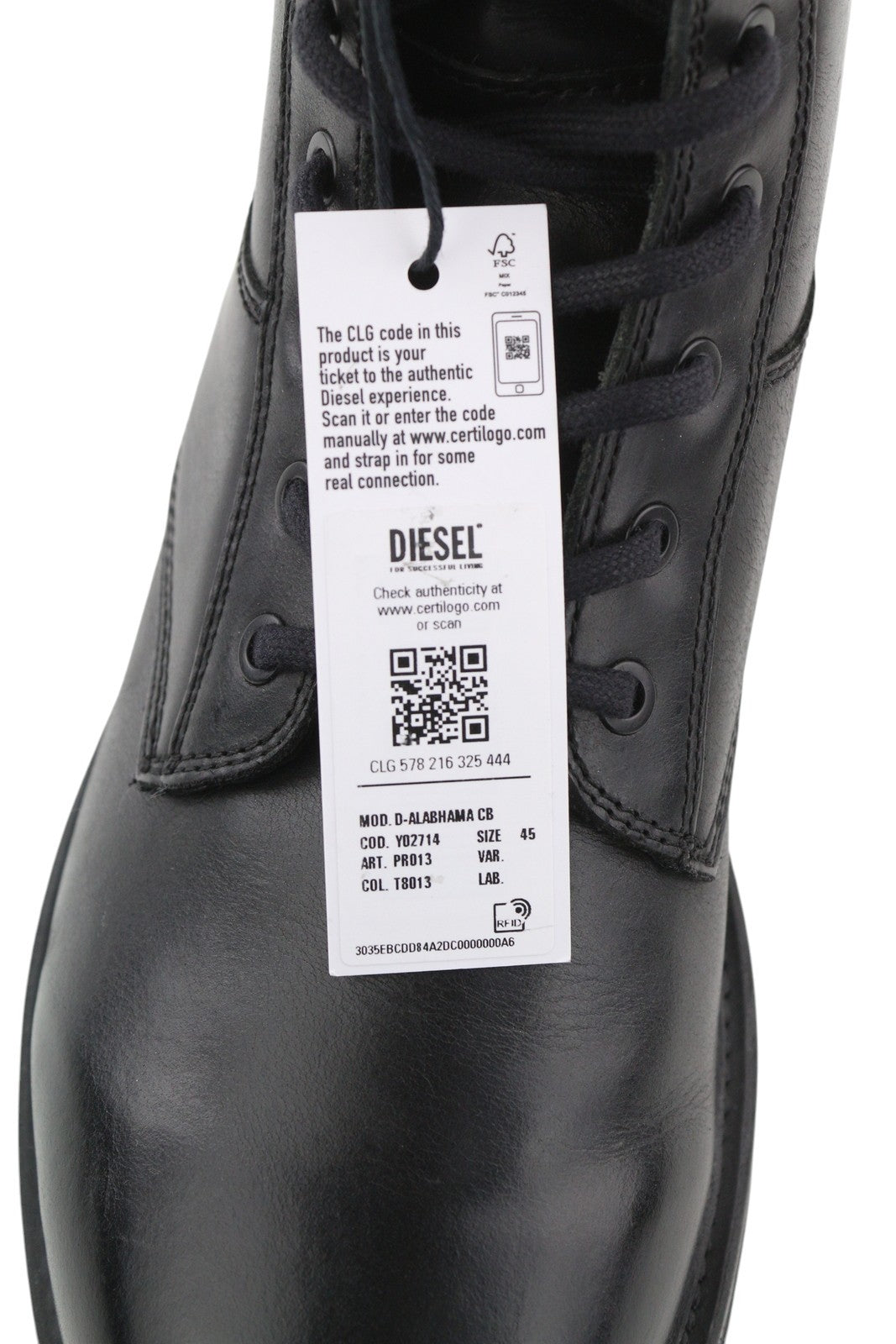DIESEL D-Alabhama CB Men Boots EU45 Black Leather Laced Combat Type RRP€295