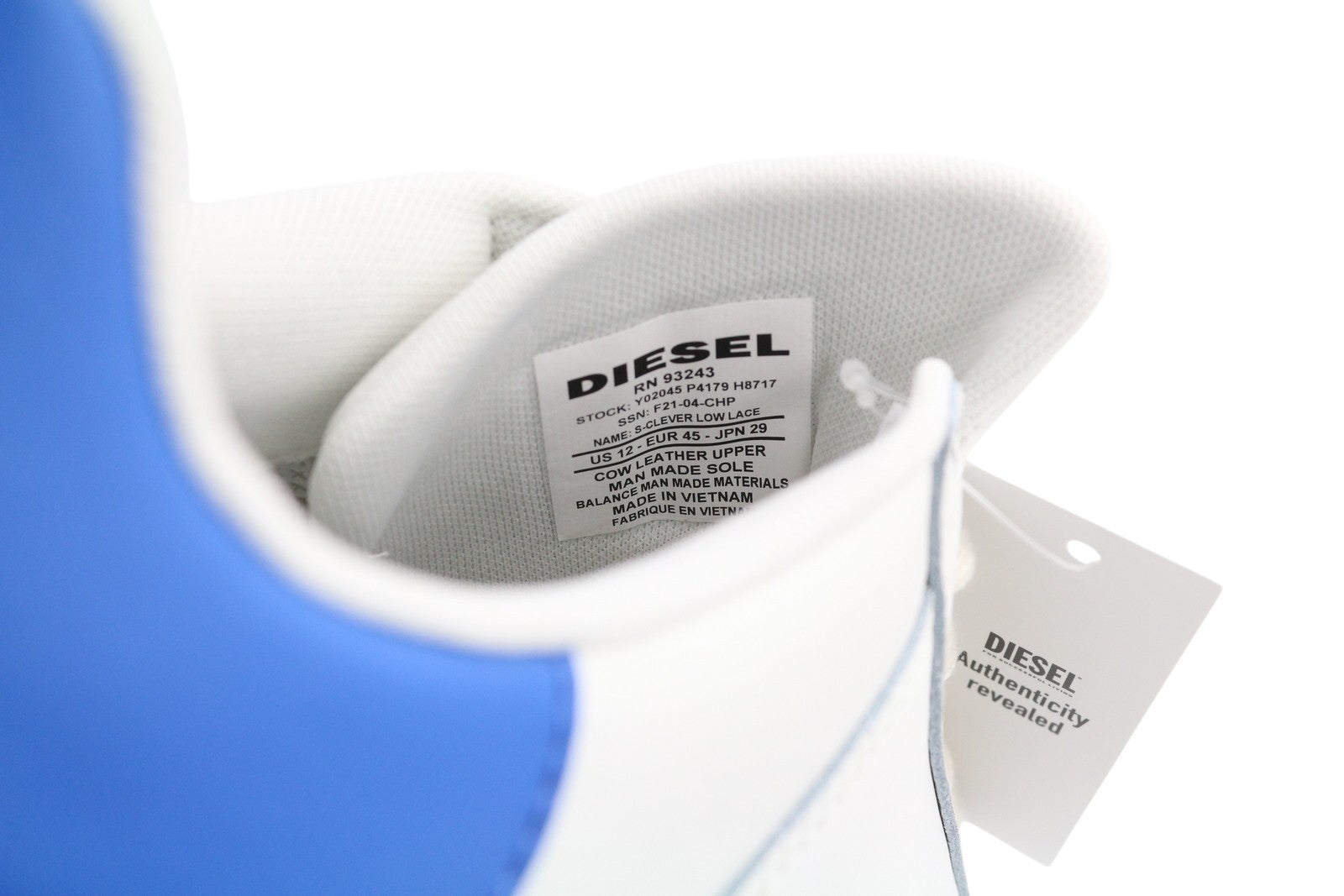 DIESEL S-Clever Low Lace Men Sneakers EU45 White Cow Leather Almond RRP140