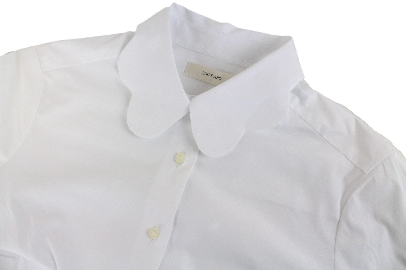 SUISTUDIO Womens Shirt 36R White Cotton Stretchy Long Sleeve Butterfly Neck