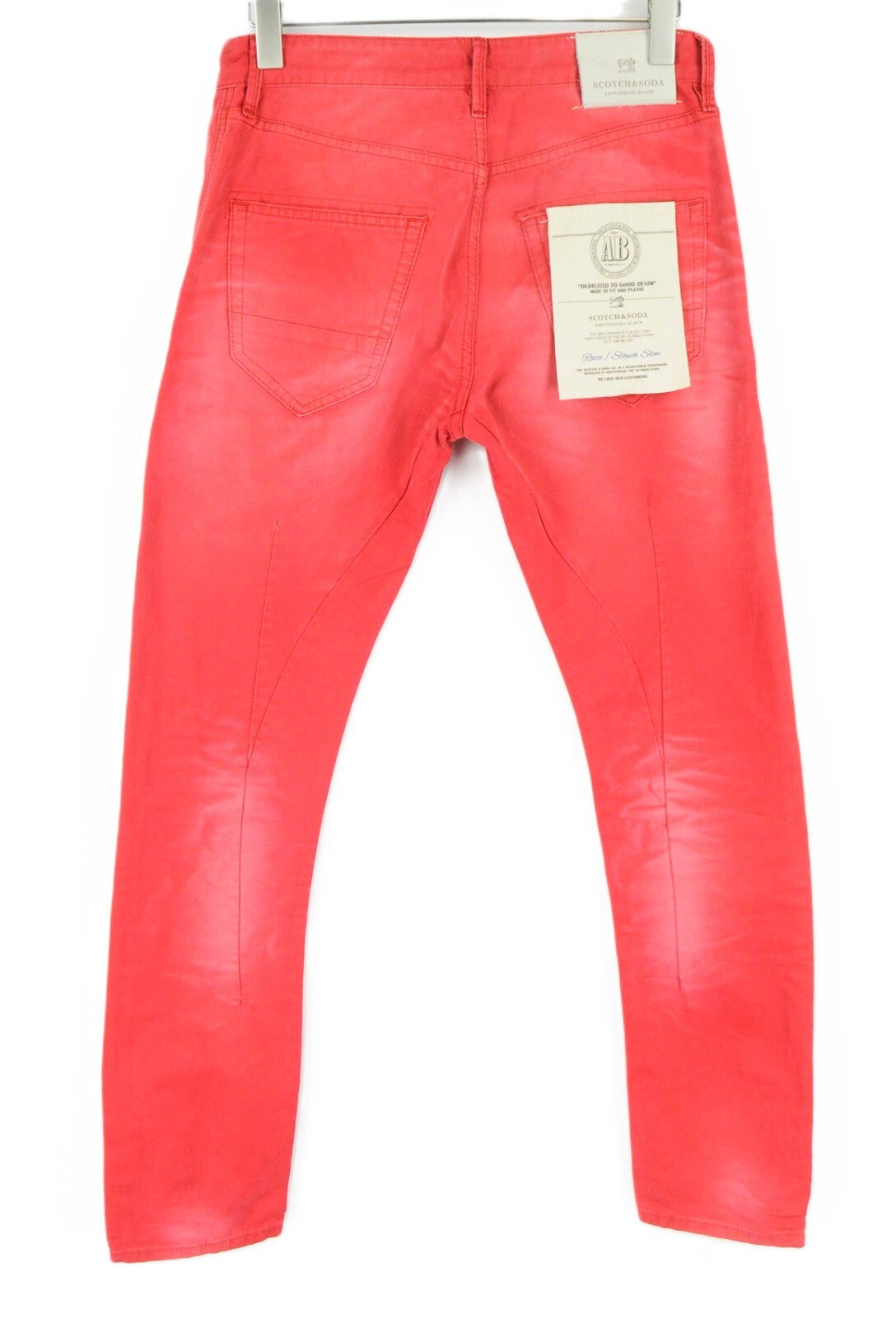 SCOTCH & SODA Raze Mens Trousers W28/L32 Red Slim  Washed Cotton Pants