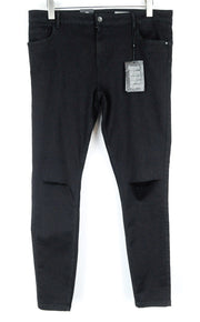 VERO MODA Womens Black Jeans 2XL Mid Rise Ripped Stretchy Cotton Slim