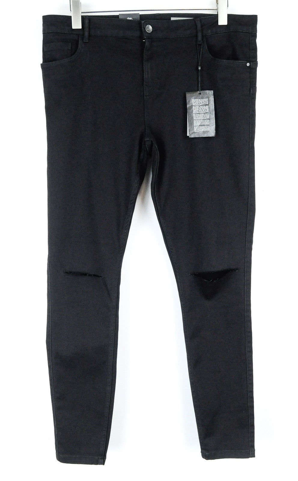 VERO MODA Womens Black Jeans 2XL Mid Rise Ripped Stretchy Cotton Slim