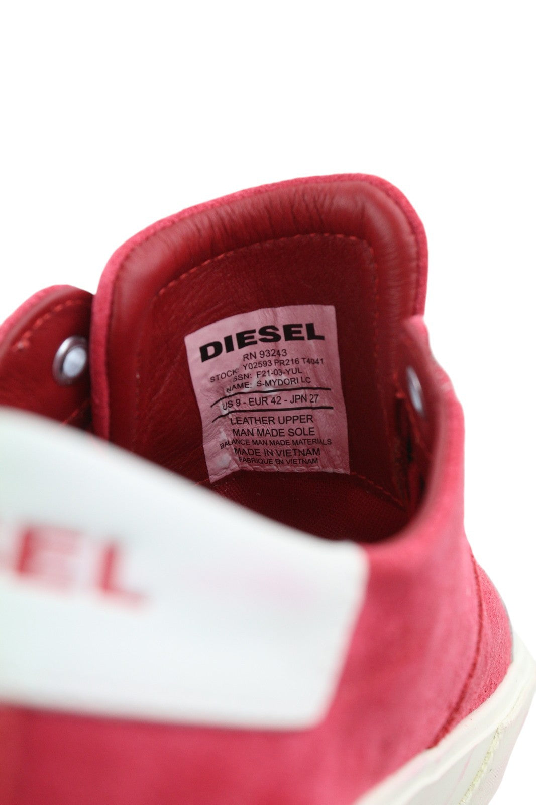 DIESEL S-Mydori LC Men Sneakers EU42 Red Suede Leather Almond Toe Low RRP€200
