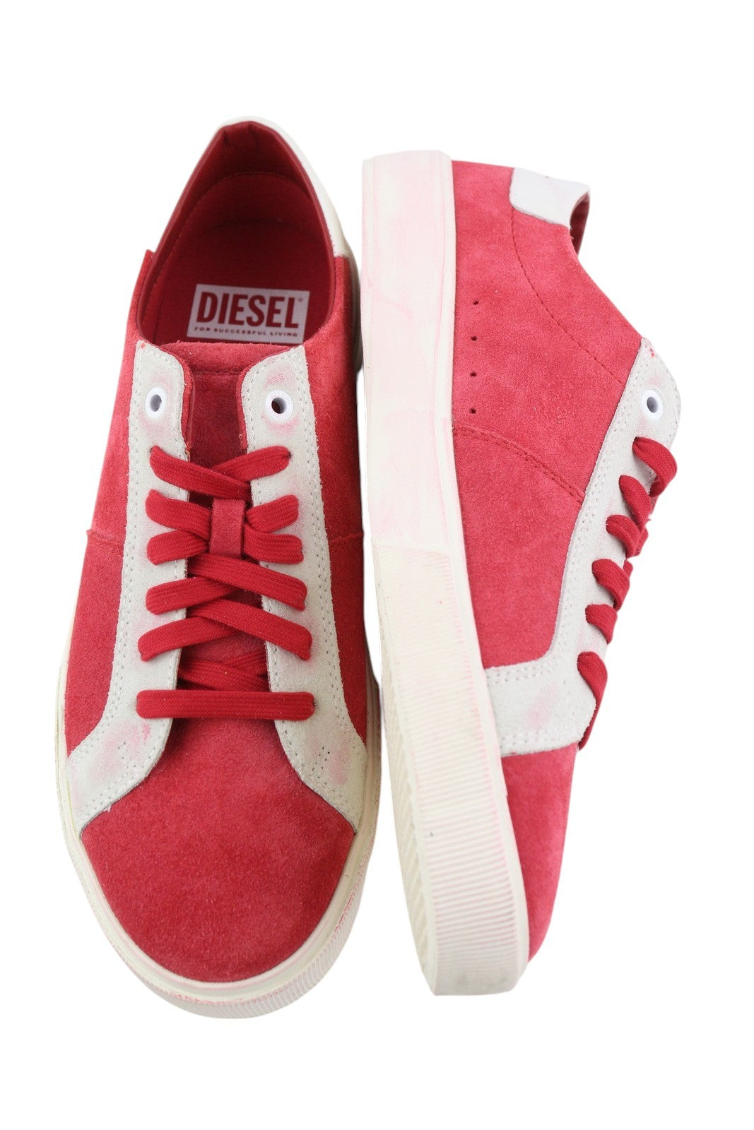 DIESEL S-Mydori LC Men Sneakers EU42 Red Suede Leather Almond Toe Low RRP€200