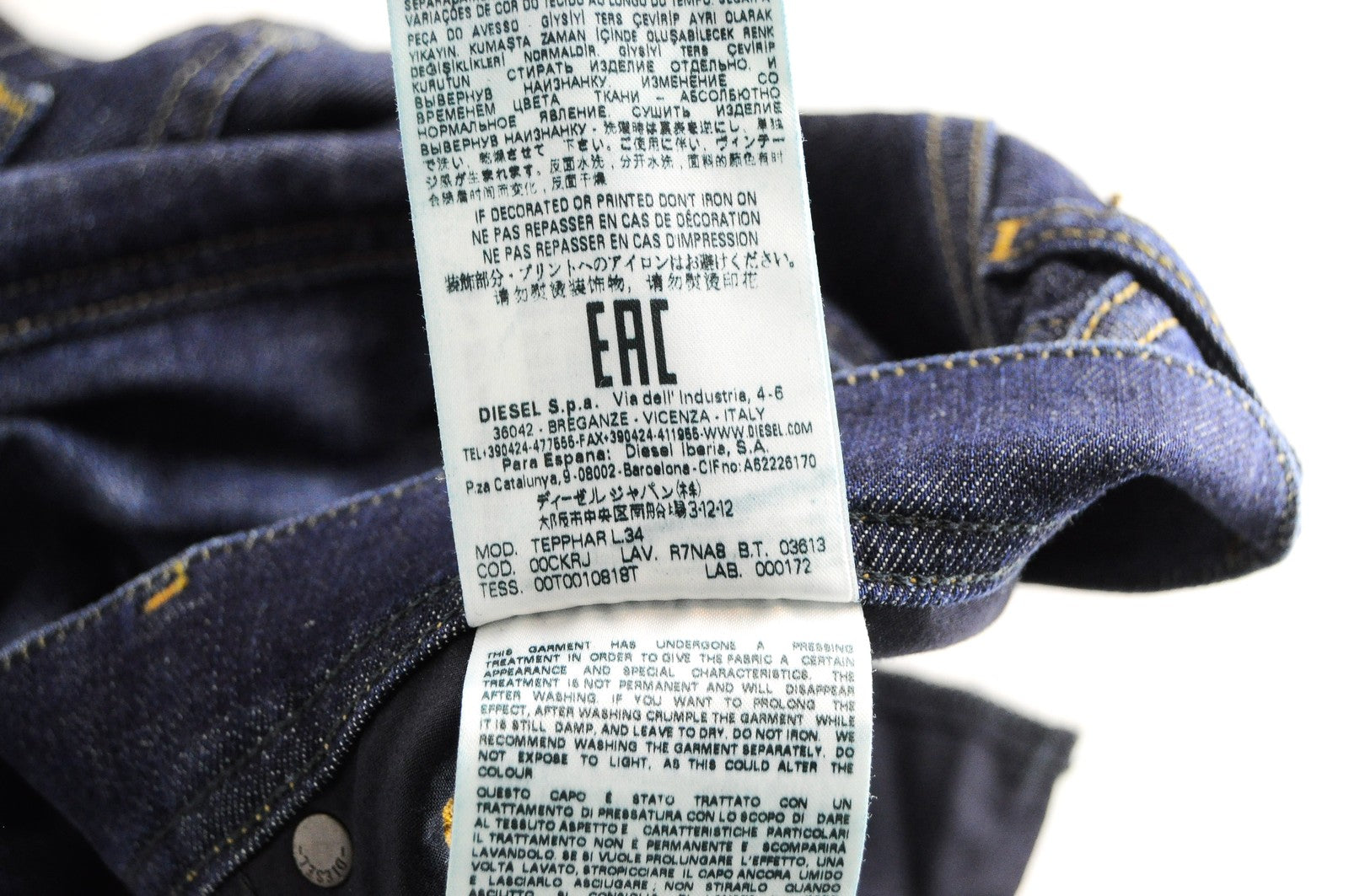 DIESEL Tepphar R7NA8 Mens Jeans W30/L34 Slim Carrot  Stretchy Blue