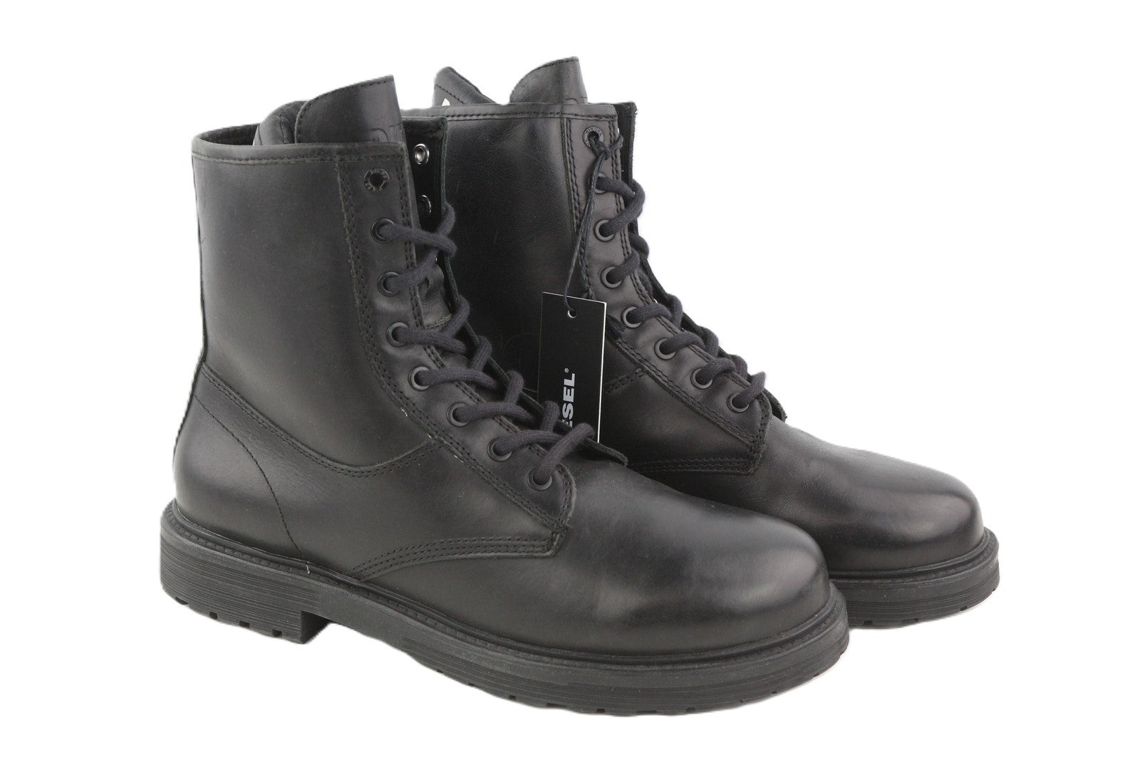 DIESEL D-Alabhama CB Men Boots EU43 Black Leather Laced Combat Type RRP€295