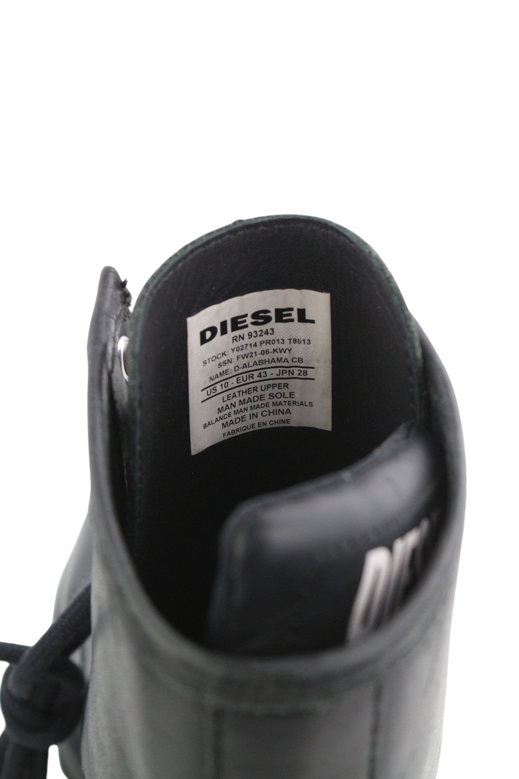 DIESEL D-Alabhama CB Men Boots EU43 Black Leather Laced Combat Type RRP€295