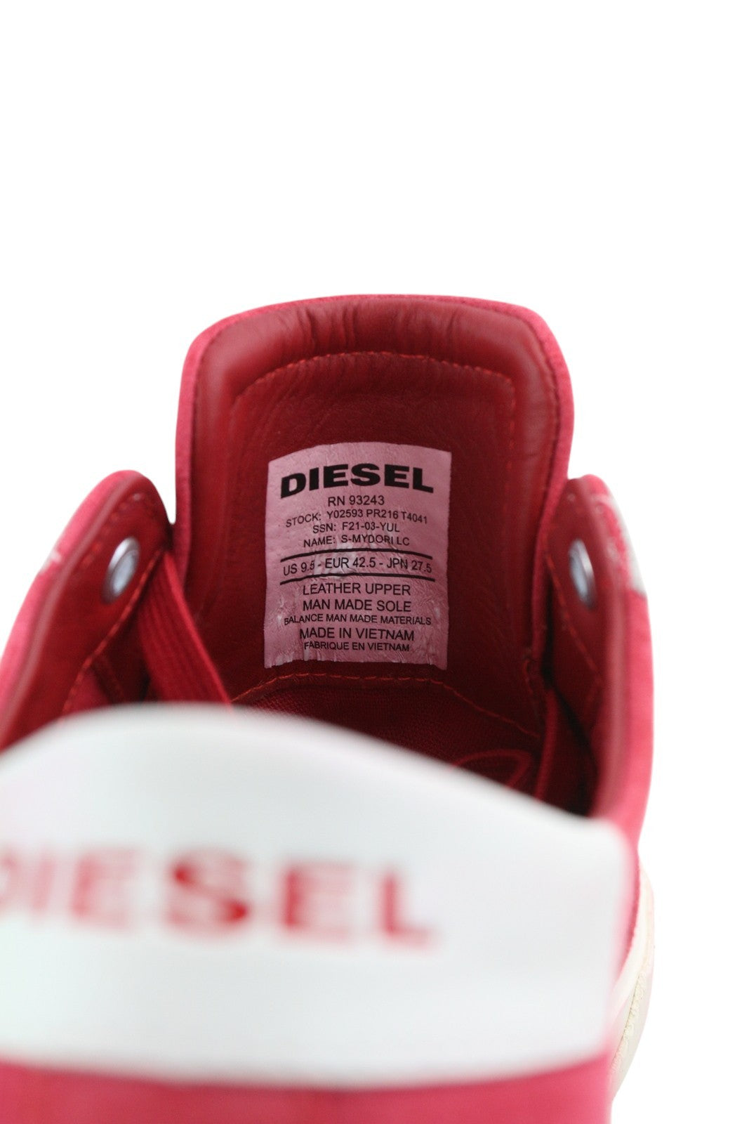 DIESEL S-Mydori LC Men Sneakers EU42.5 Red Suede Leather Almond Toe Low RRP€200