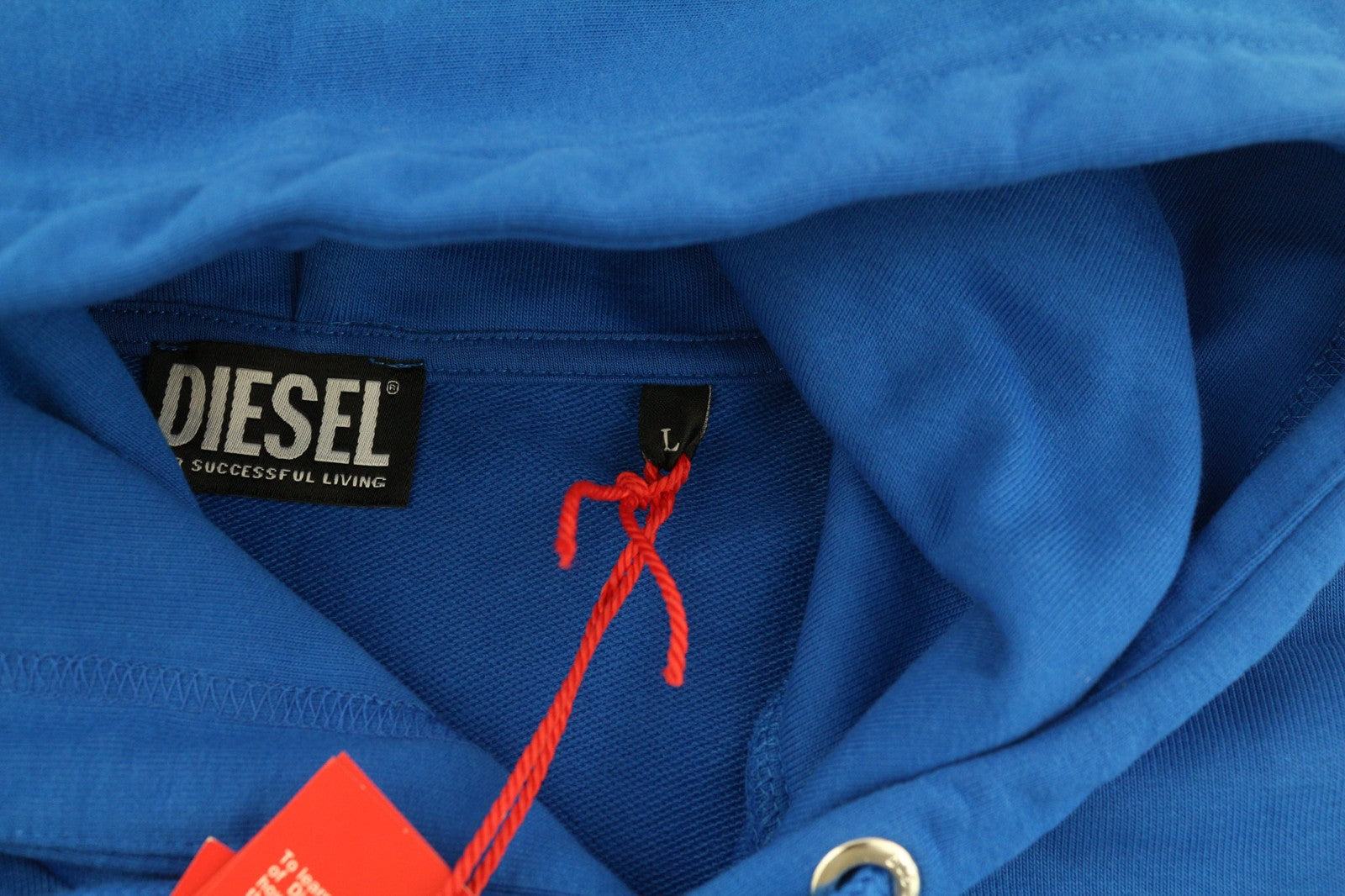 DIESEL S-Ginn-Hood-K25 Mens Hoodie L Blue Oversizedd Pullover Kangaroo RRP125