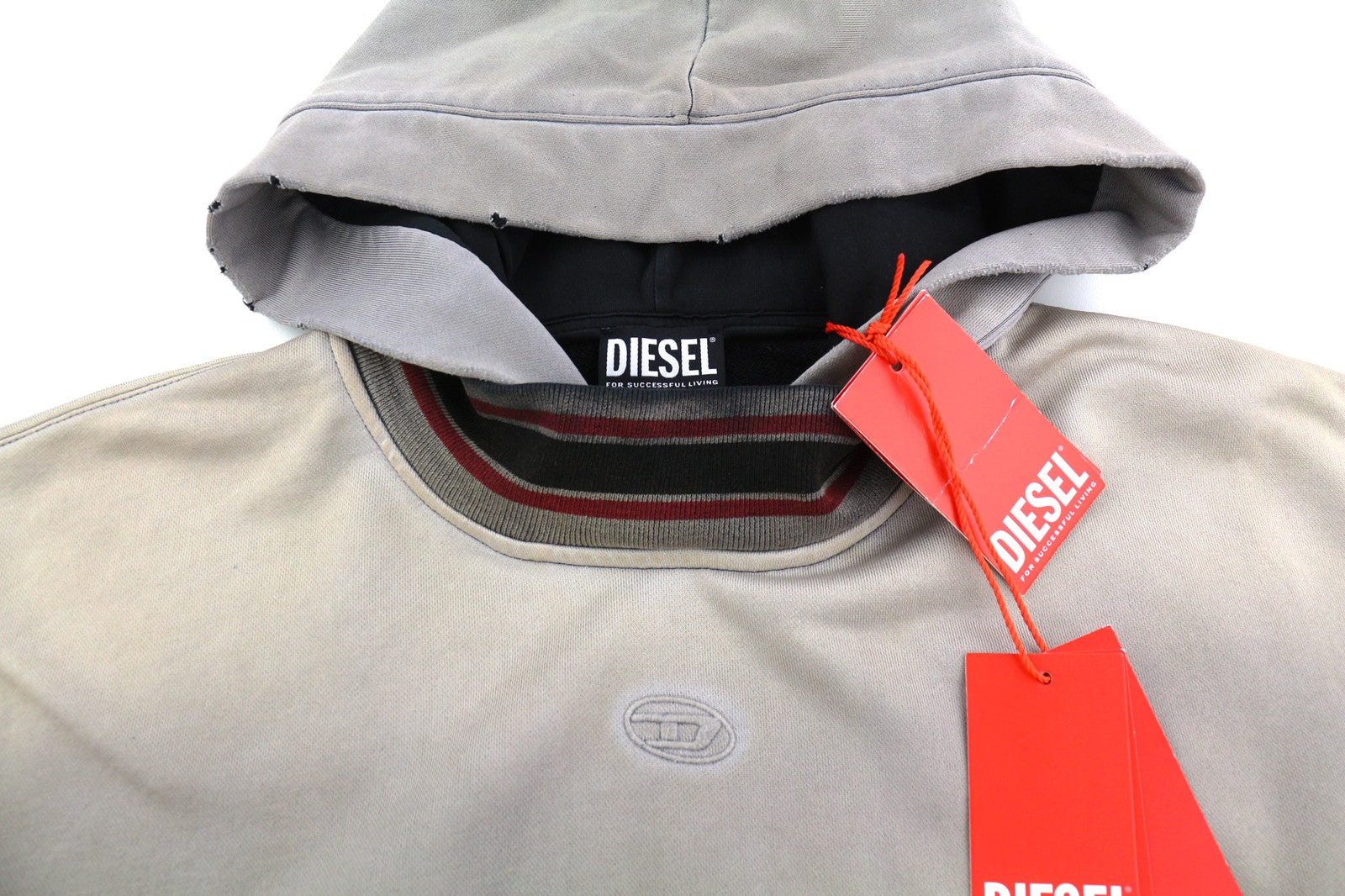 DIESEL S-Nekki Mens Hoodie L Pullover Light Washed Kangaroo Pocket Hood RRP€250