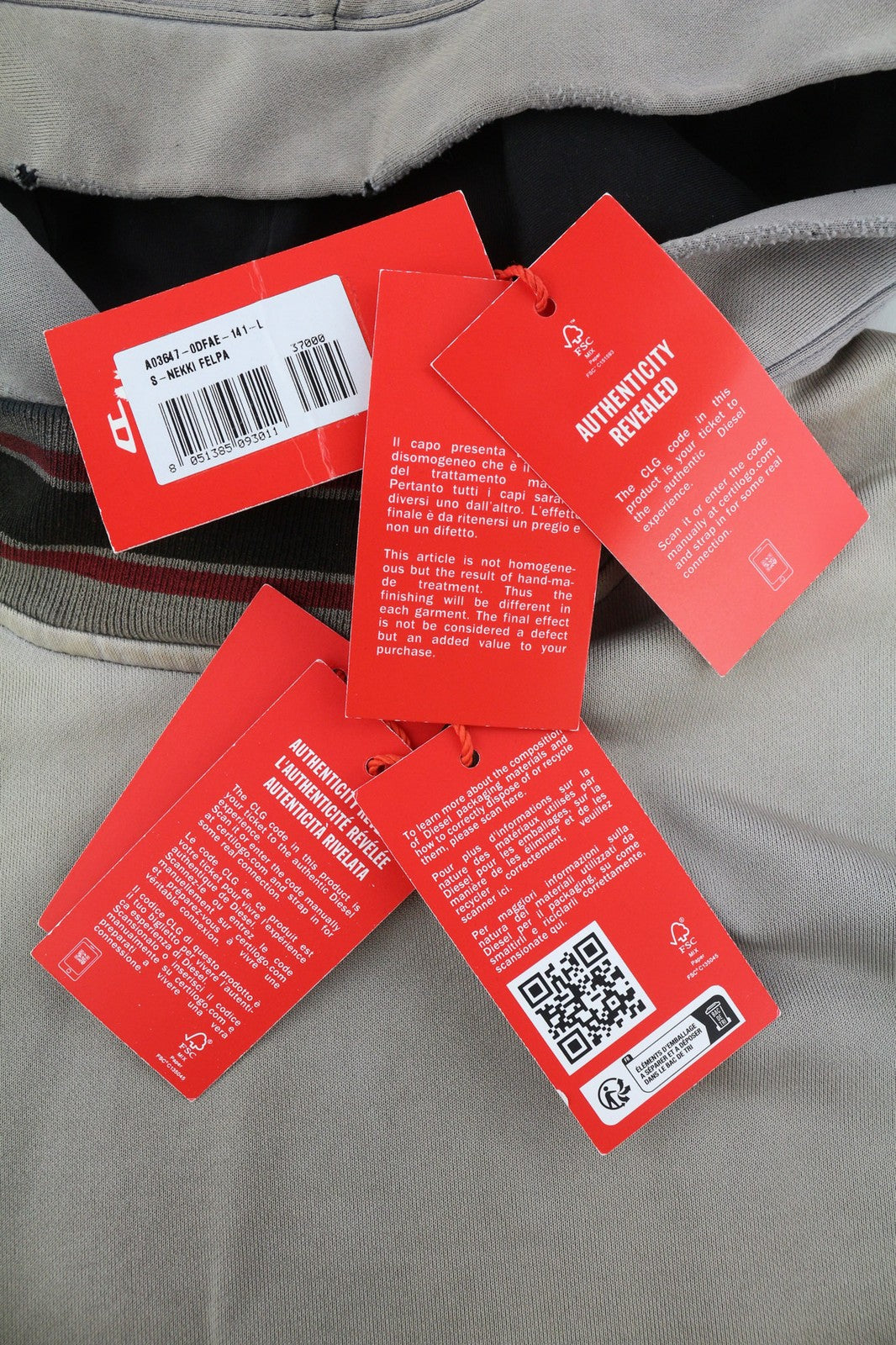 DIESEL S-Nekki Mens Hoodie L Pullover Light Washed Kangaroo Pocket Hood RRP€250