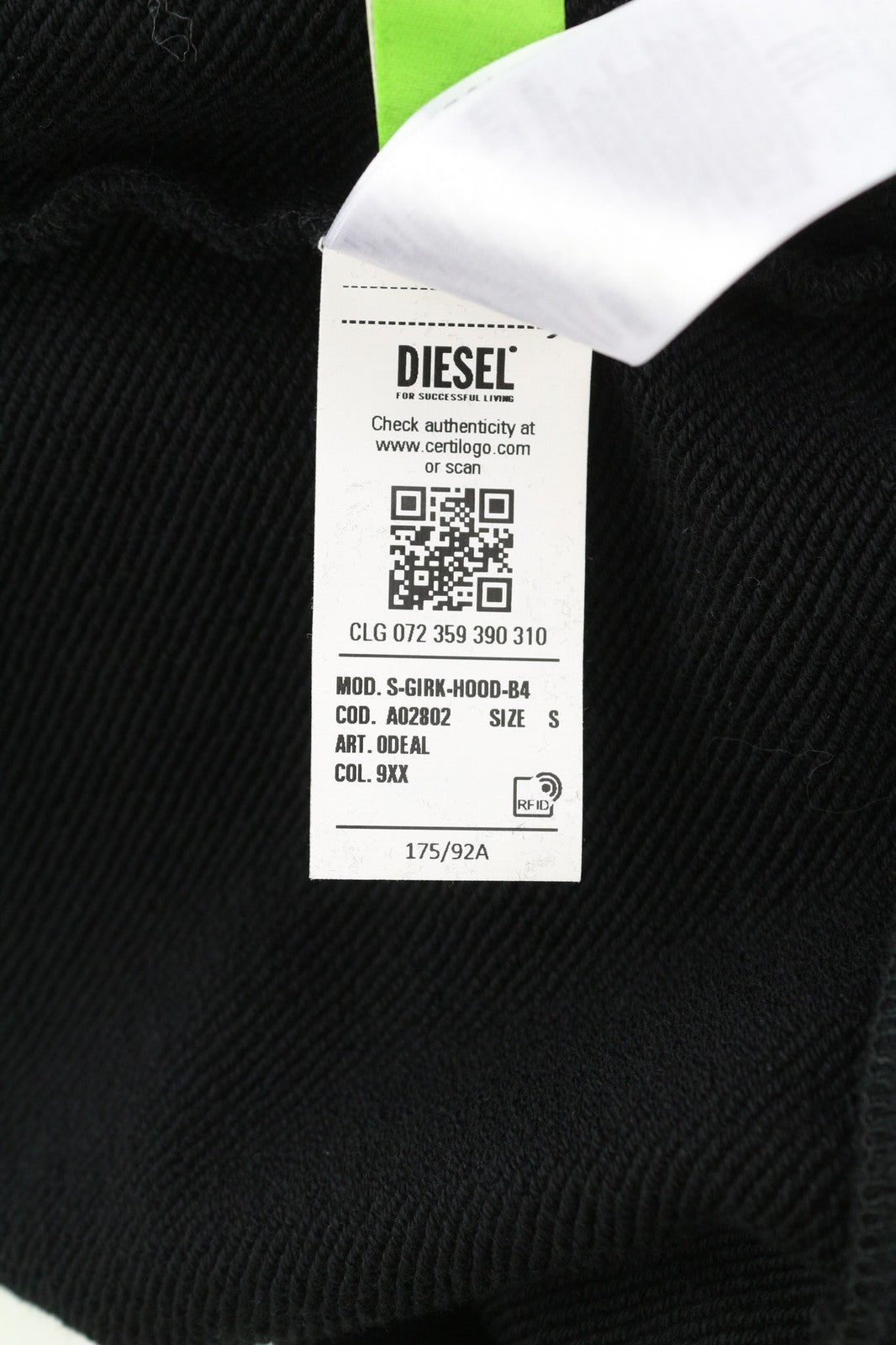 DIESEL S-Girk-Hood-B4 Mens Hoodie S Pullover Oversizedd Kangaroo Black RRP€150