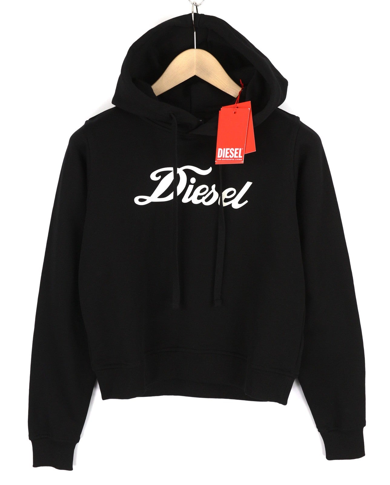 DIESEL F-Reggy-Hood New-Ita Womens Hoodie XS Black Pullover Long Sleeve RRP€135