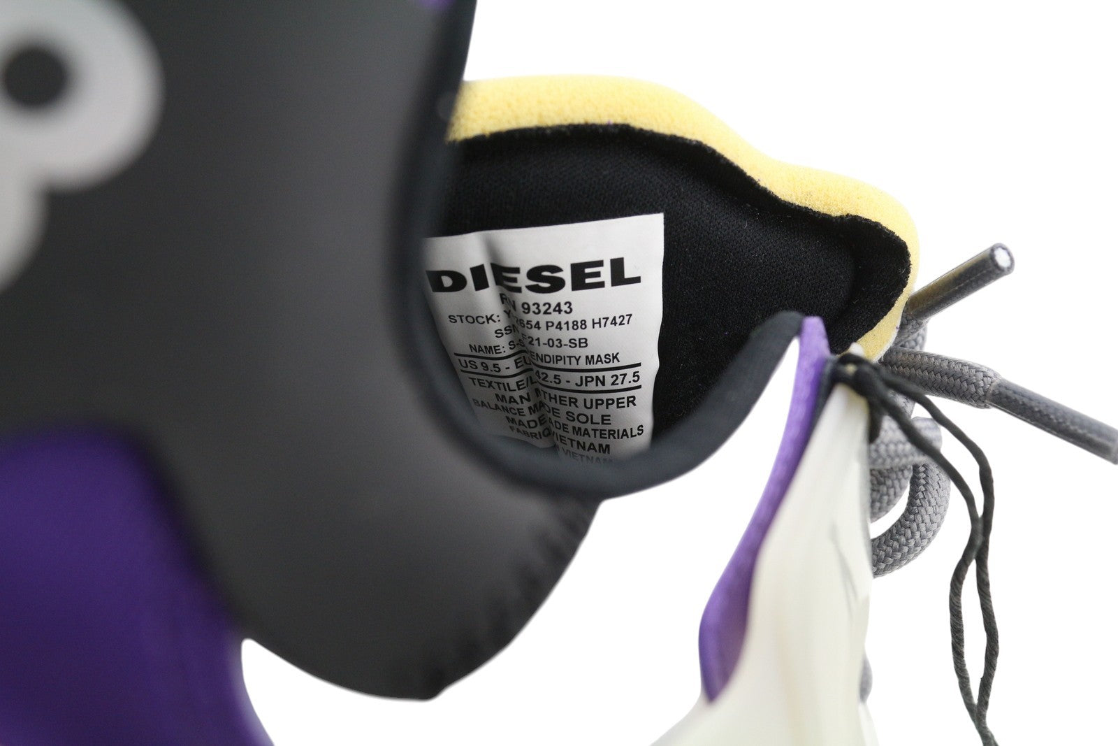 DIESEL S-Serendipity Mask Mens Sneakers EU42.5 Grey Lace Up Almond Toe RRP€200