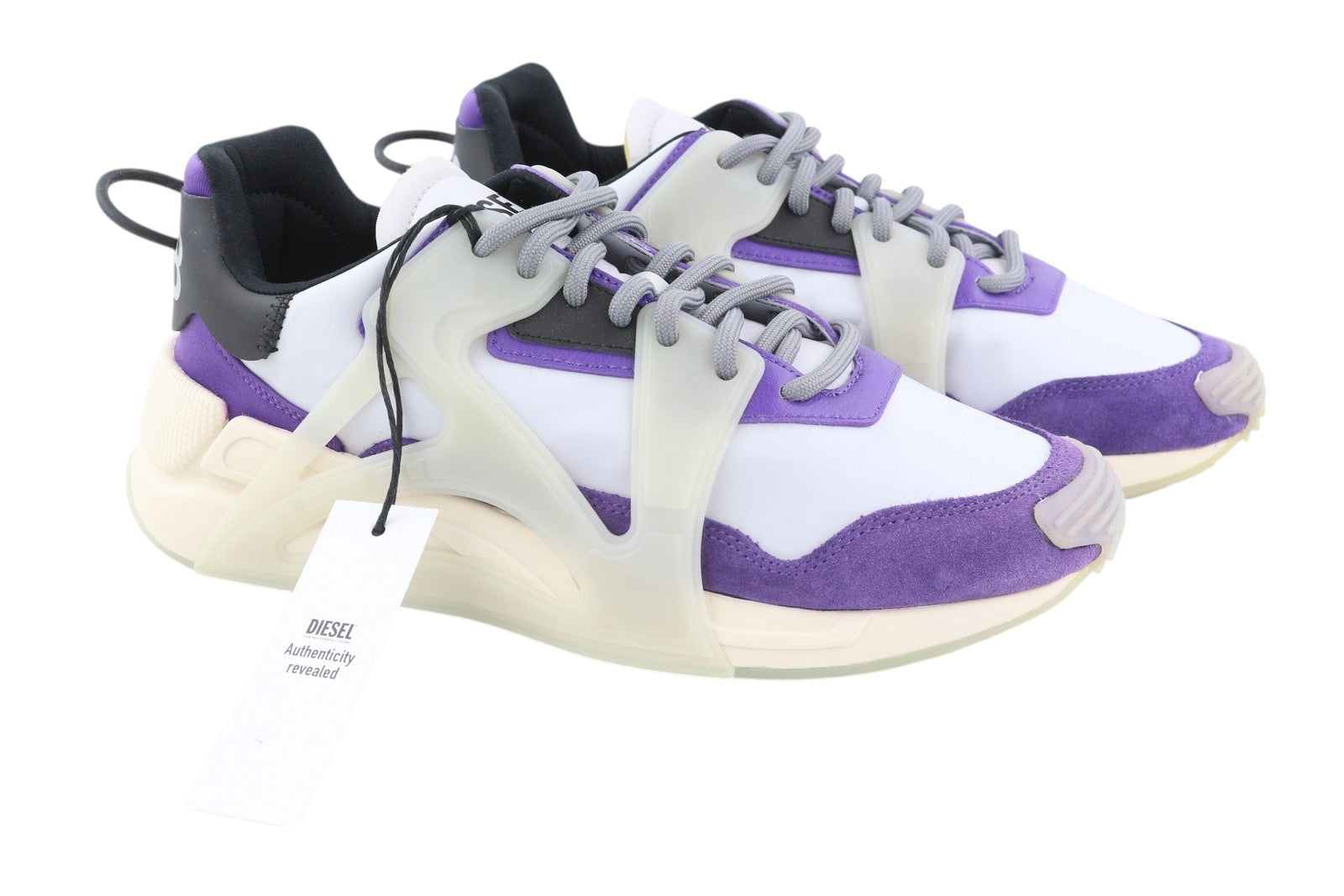 DIESEL S-Serendipity Mask Mens Sneakers EU42.5 Grey Lace Up Almond Toe RRP€200