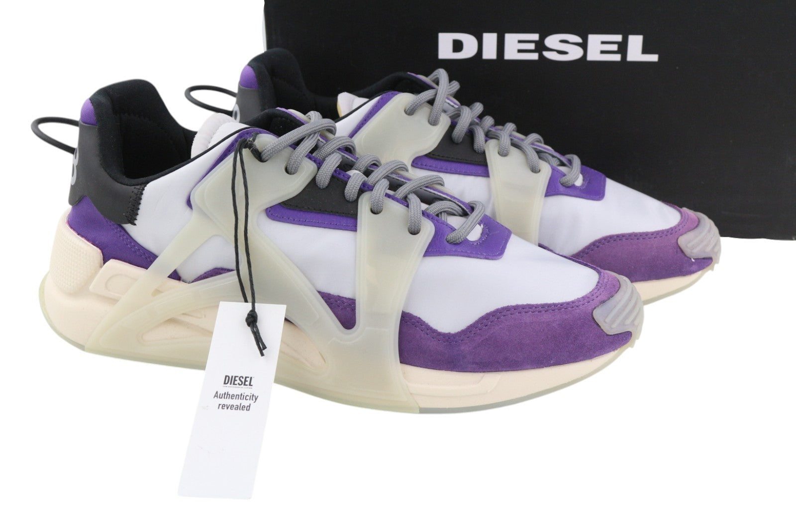 DIESEL S-Serendipity Mask Mens Sneakers EU44 Grey Lace Up Almond Toe RRP€200