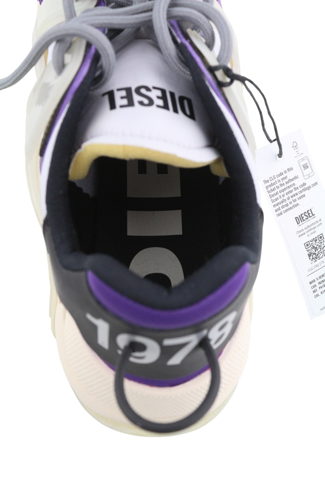 DIESEL S-Serendipity Mask Mens Sneakers EU44 Grey Lace Up Almond Toe RRP€200