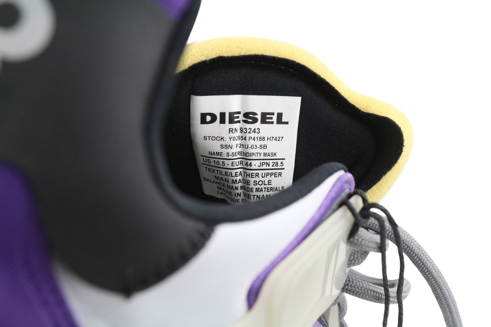 DIESEL S-Serendipity Mask Mens Sneakers EU44 Grey Lace Up Almond Toe RRP€200