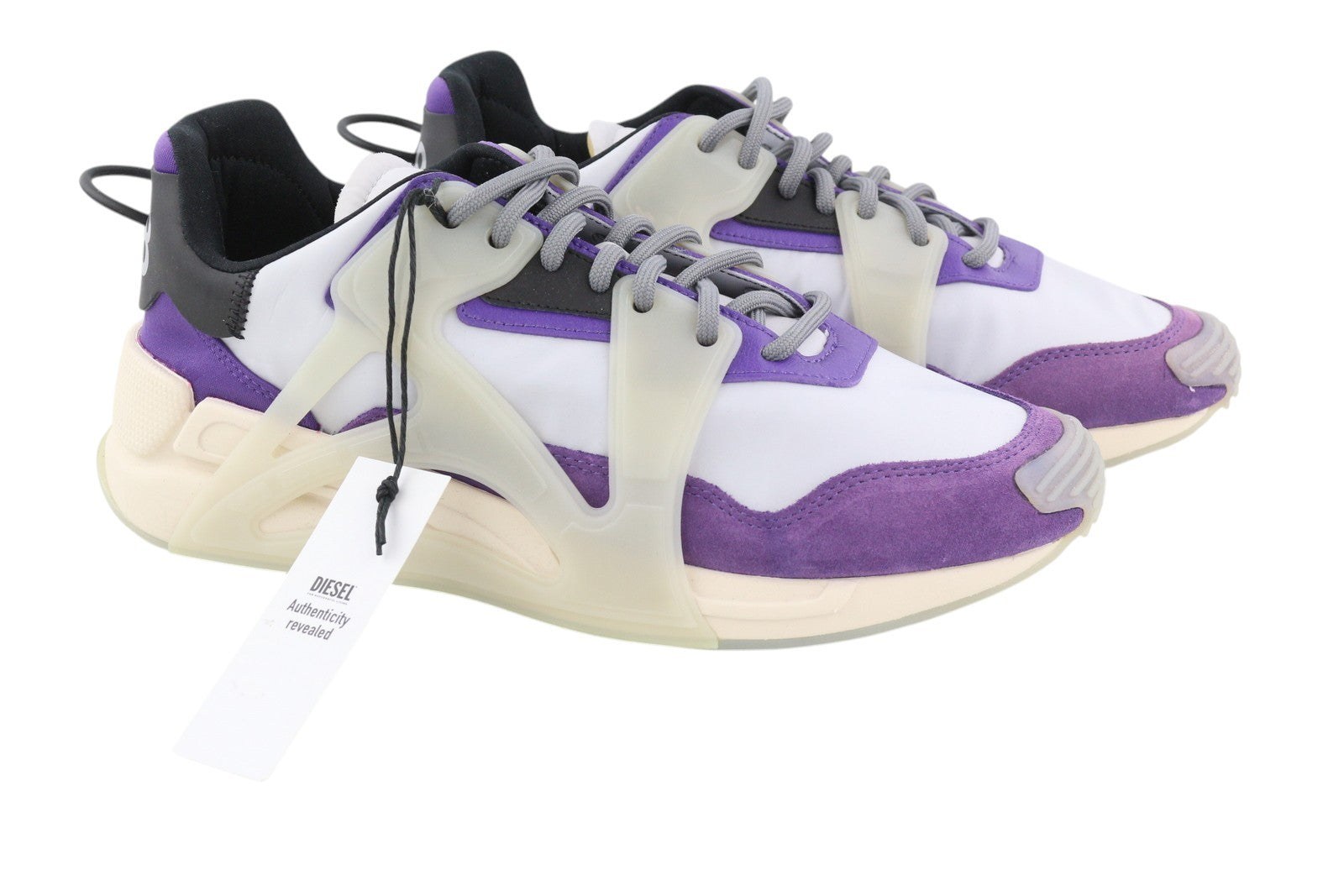 DIESEL S-Serendipity Mask Mens Sneakers EU44 Grey Lace Up Almond Toe RRP€200