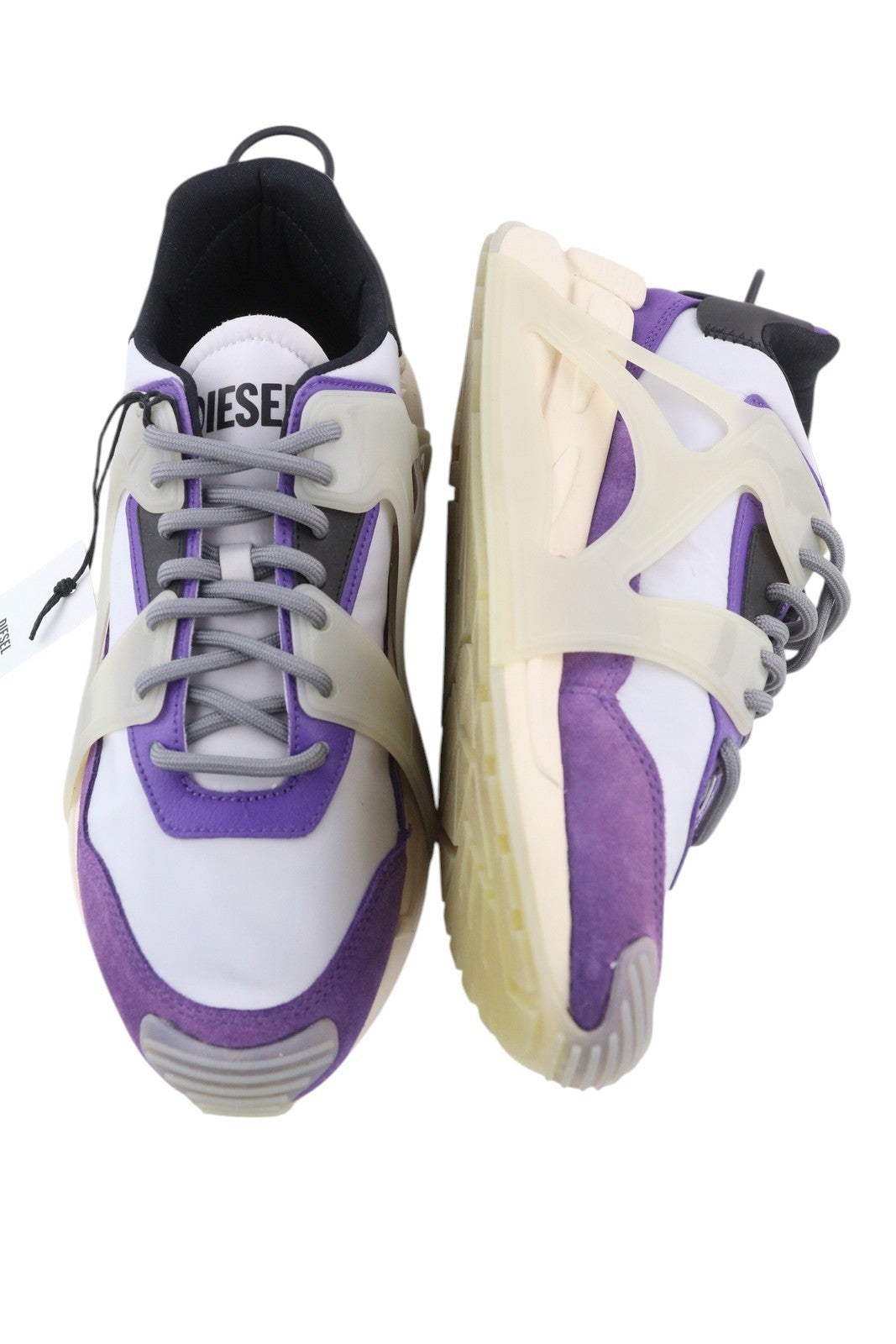 DIESEL S-Serendipity Mask Mens Sneakers EU44 Grey Lace Up Almond Toe RRP€200