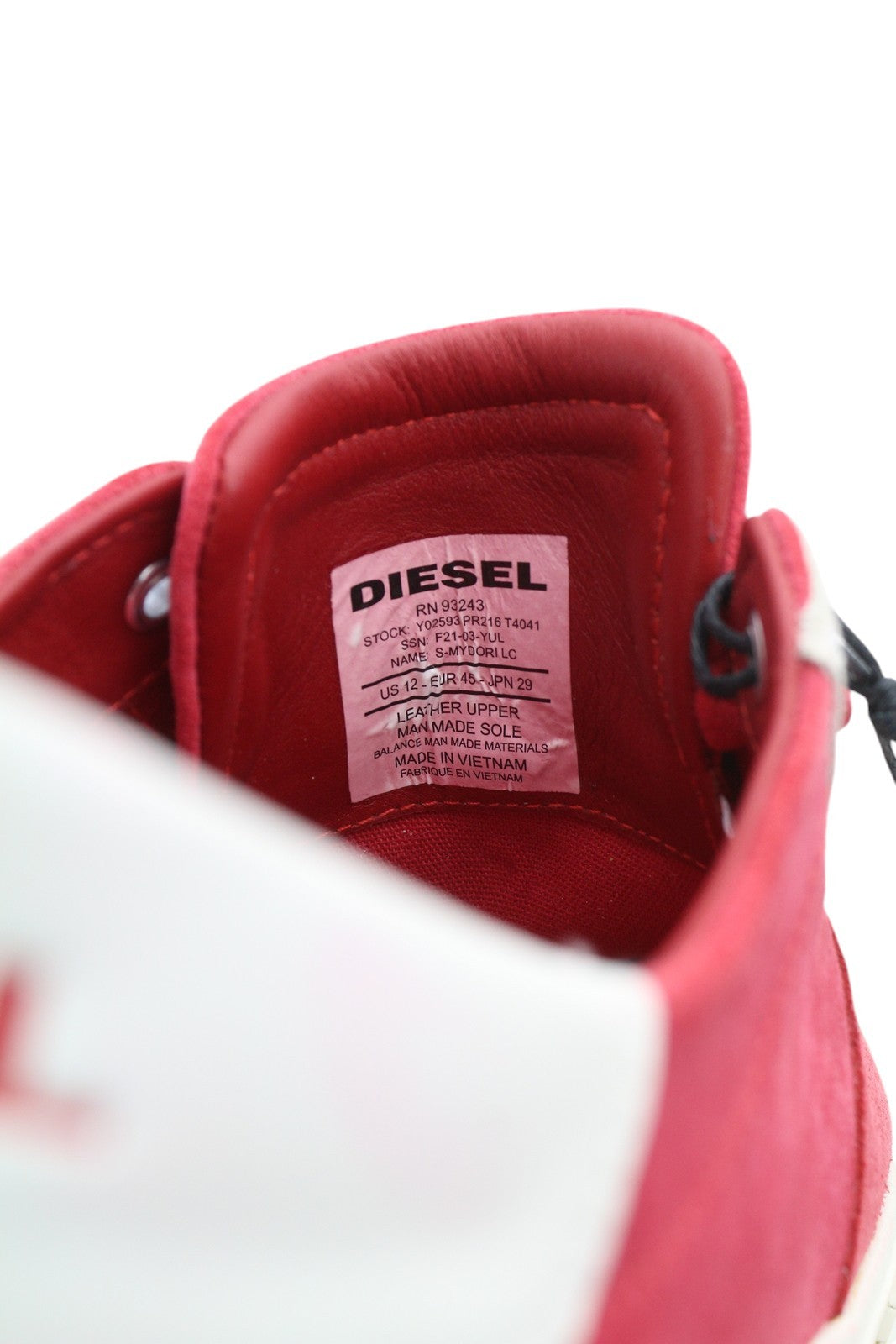 DIESEL S-Mydori LC Men Sneakers EU45 Red Suede Leather Almond Toe Low RRP€200