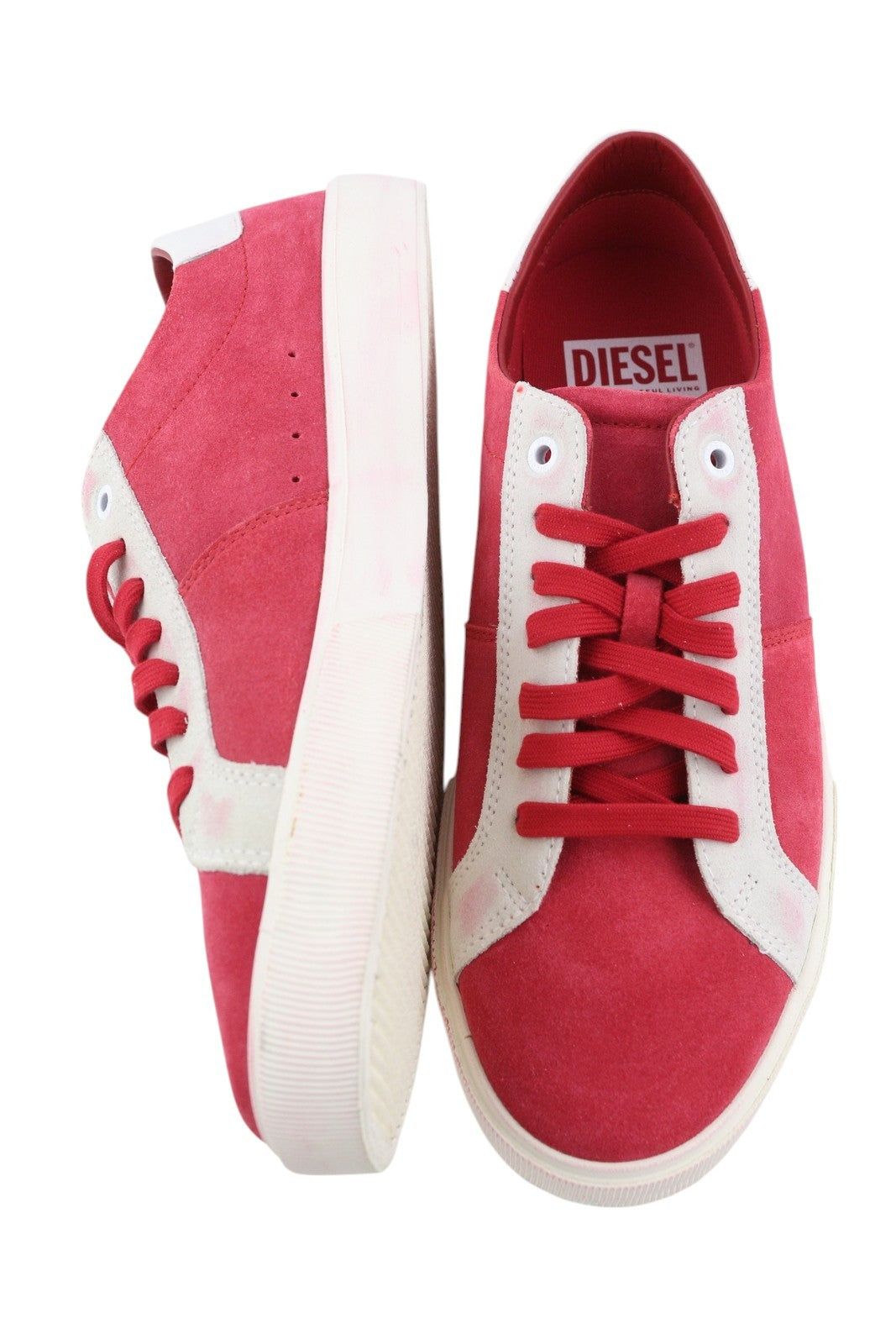 DIESEL S-Mydori LC Men Sneakers EU45 Red Suede Leather Almond Toe Low RRP€200