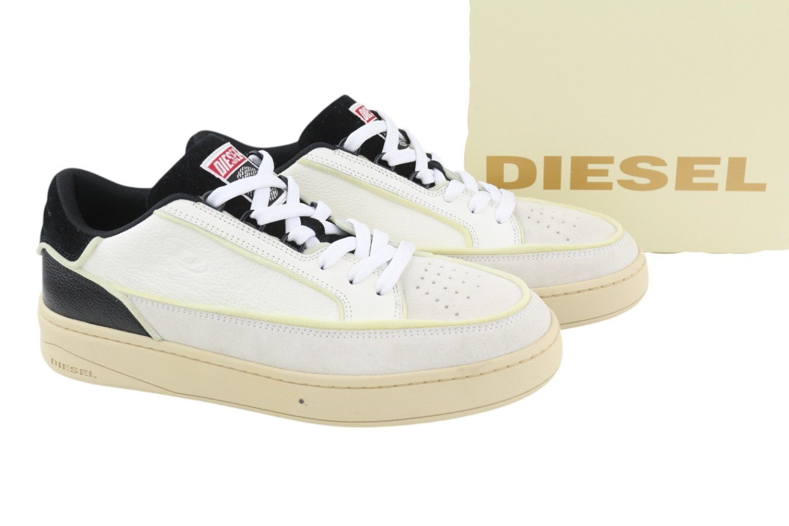 DIESEL S-Skeatys Low Mens Sneakers EU43 White Leather Low Top Lace Up RRP€160