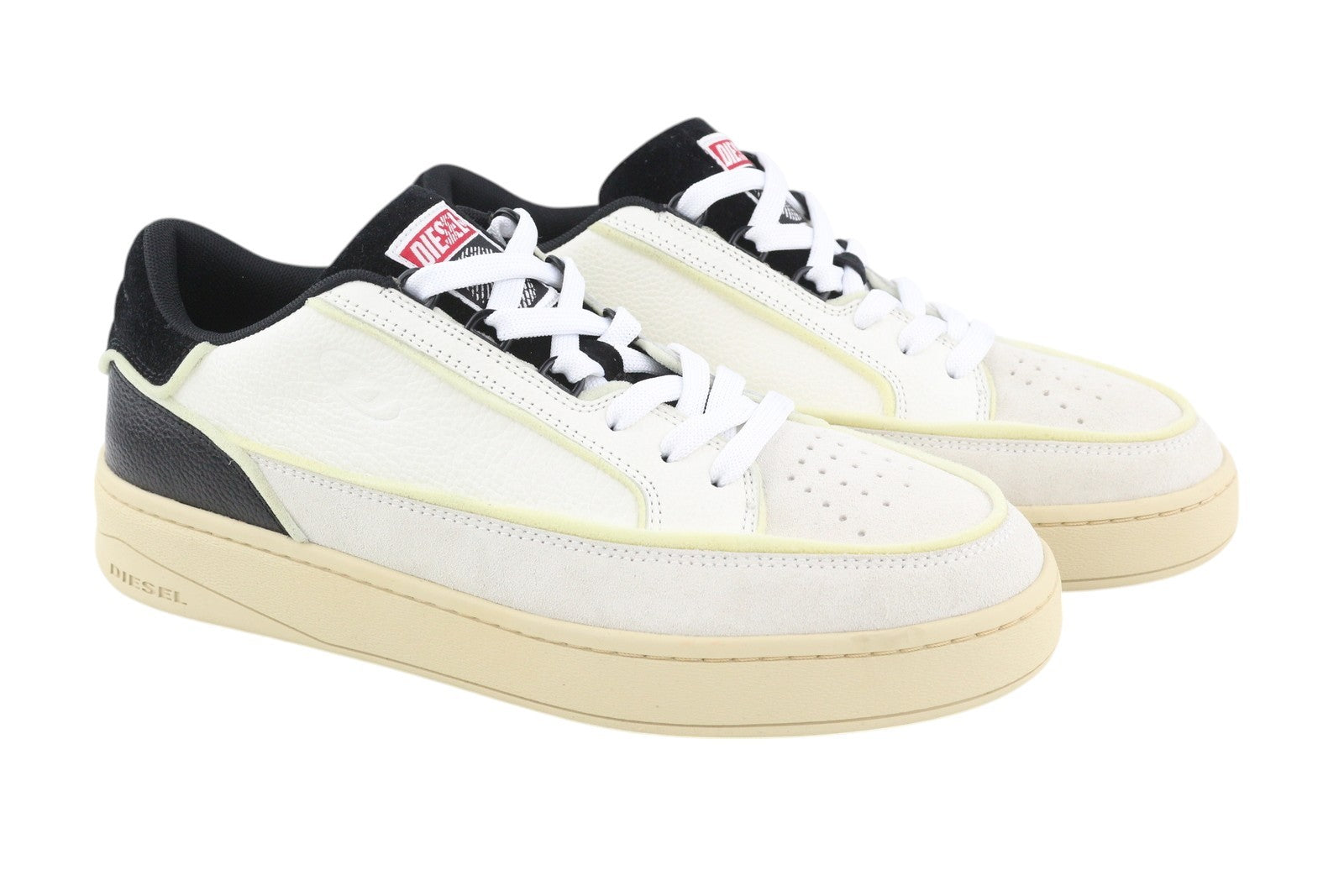 DIESEL S-Skeatys Low Mens Sneakers EU43 White Leather Low Top Lace Up RRP€160