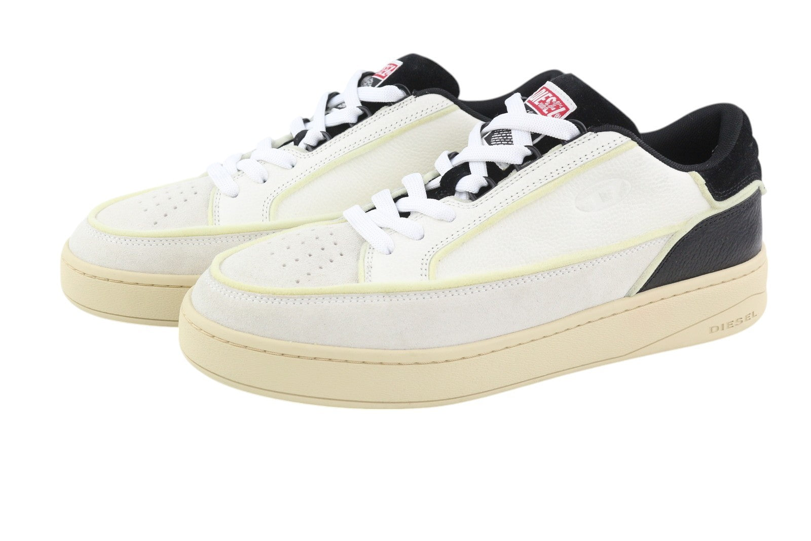 DIESEL S-Skeatys Low Mens Sneakers EU43 White Leather Low Top Lace Up RRP€160