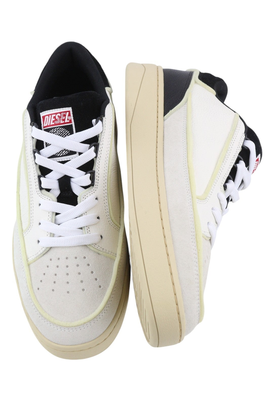 DIESEL S-Skeatys Low Mens Sneakers EU43 White Leather Low Top Lace Up RRP€160