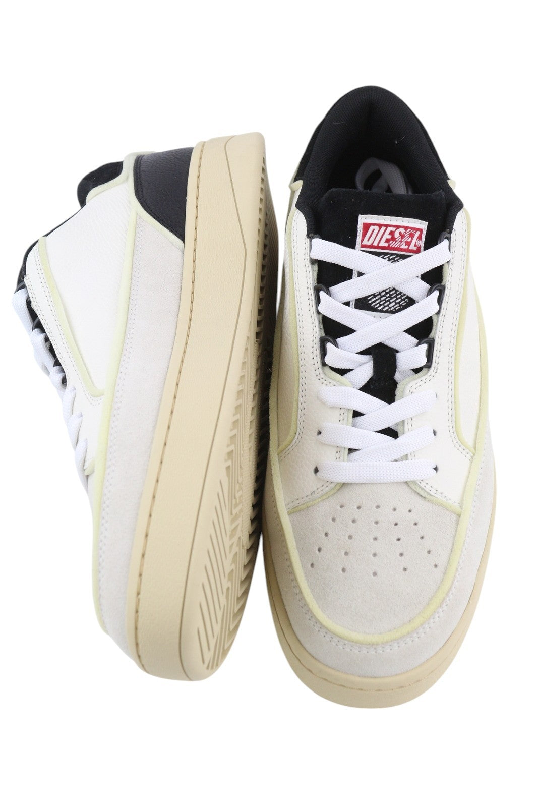 DIESEL S-Skeatys Low Mens Sneakers EU43 White Leather Low Top Lace Up RRP€160