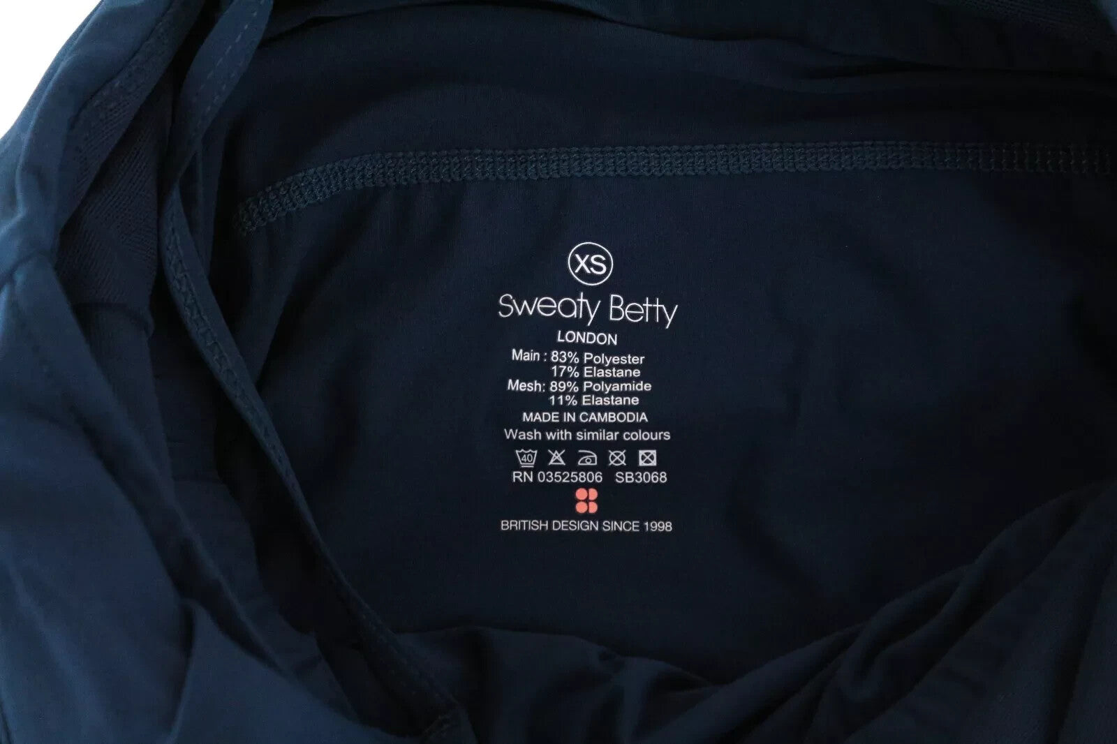 SWEATY BETTY Obi Vest Women's Sport Top XS Blue Stretch Sleeveless Gym