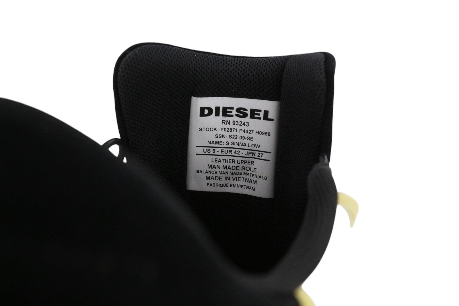 DIESEL S-Sinna Low Mens Sneakers EU42 White Leather Low Top Lace Up RRP€160