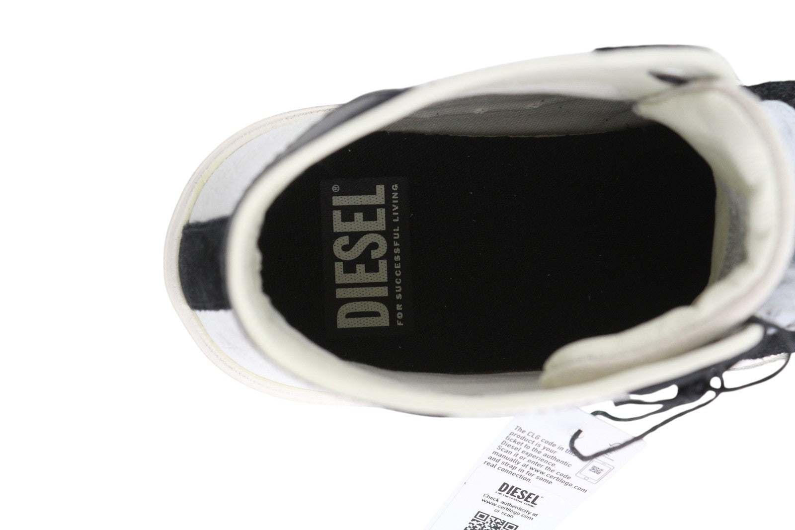 DIESEL S-Mydori ML Men Sneakers EU44.5 White Leather High Top Almond Toe RRP€220