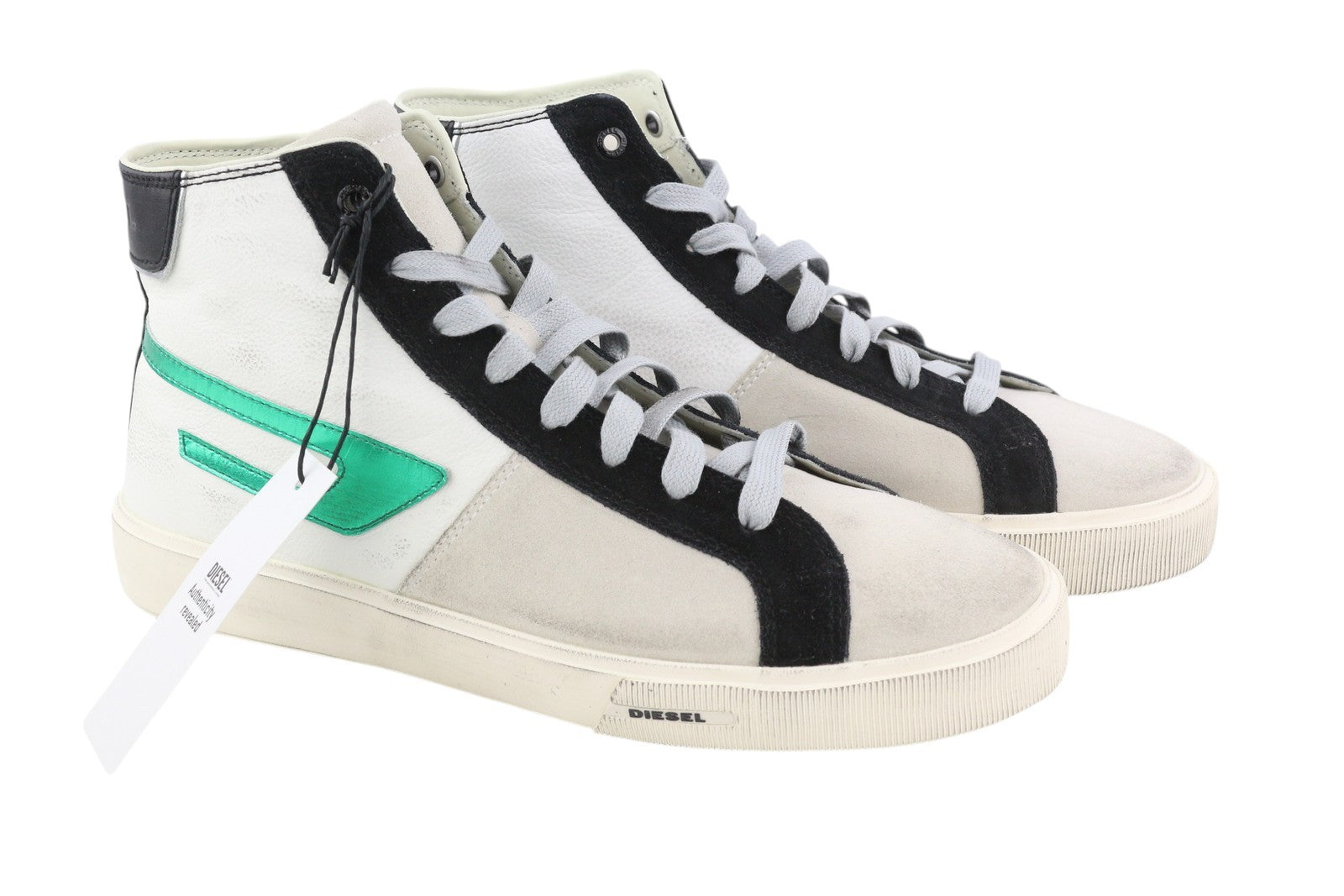 DIESEL S-Mydori ML Men Sneakers EU44.5 White Leather High Top Almond Toe RRP€220
