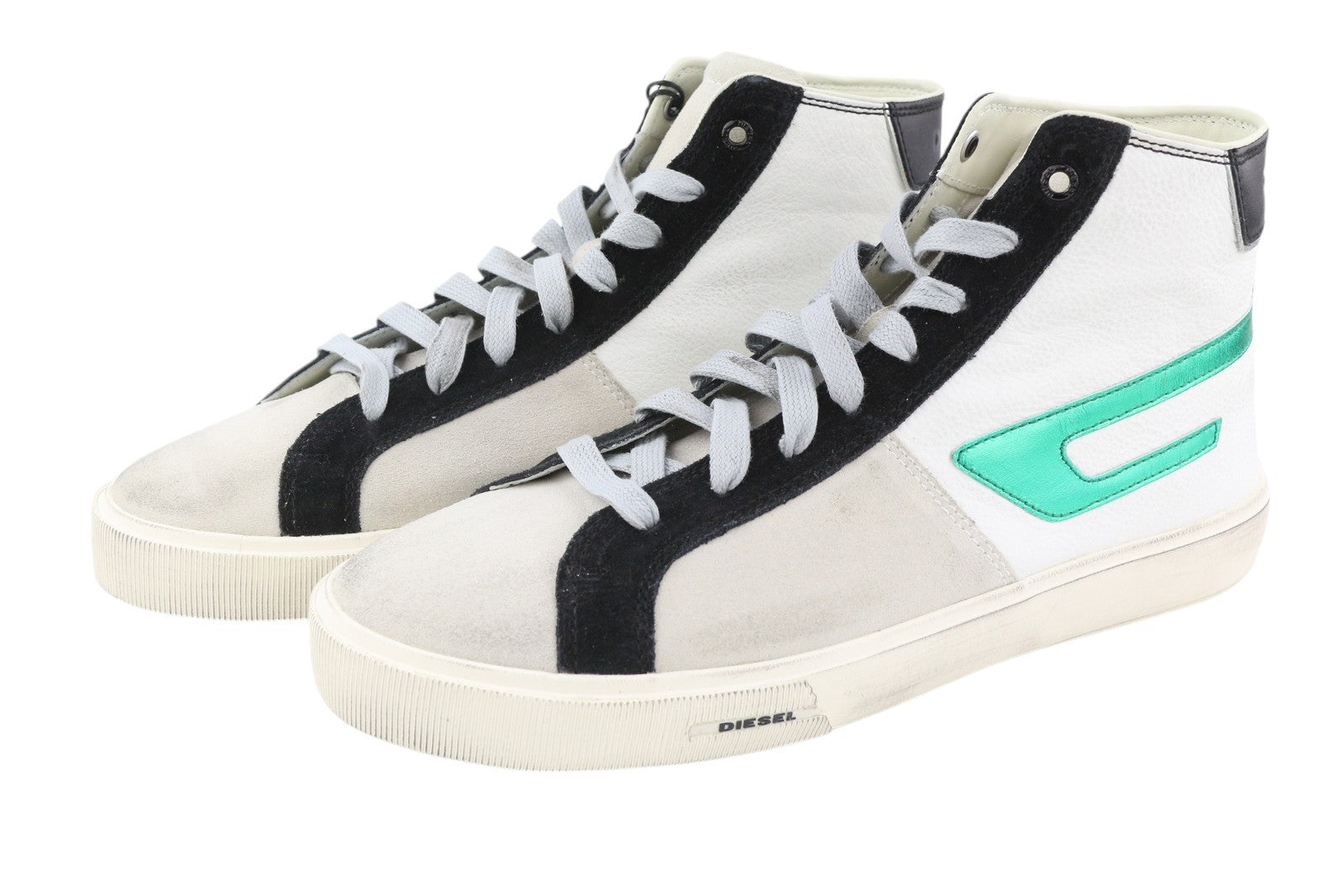 DIESEL S-Mydori ML Men Sneakers EU44.5 White Leather High Top Almond Toe RRP€220