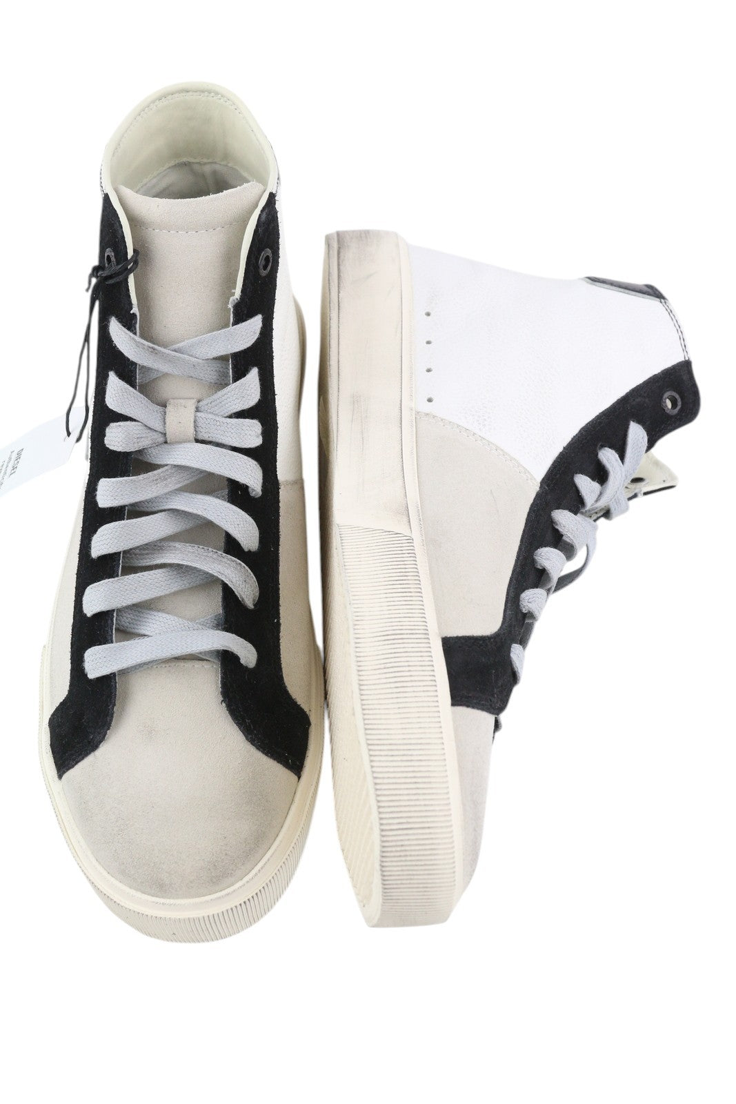 DIESEL S-Mydori ML Men Sneakers EU44.5 White Leather High Top Almond Toe RRP€220