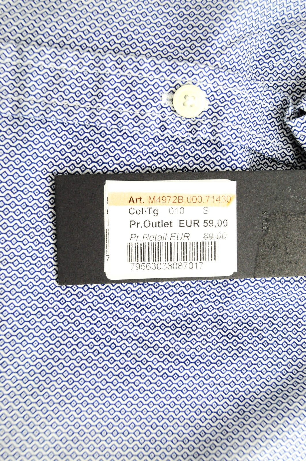 REPLAY Shirt Men's S Blue Cotton Patterned Collared Button-Up Long Sleeved