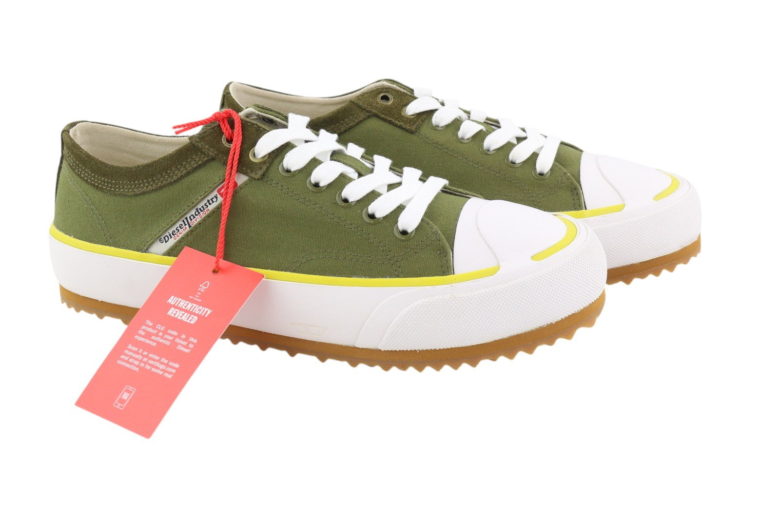 DIESEL S-Principia Low Mens Sneakers EU44 Green Lace Up Almond RRP150