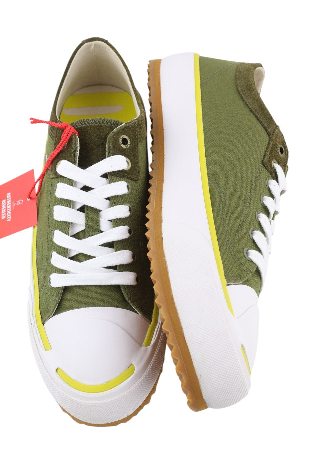 DIESEL S-Principia Low Mens Sneakers EU44 Green Lace Up Almond RRP150
