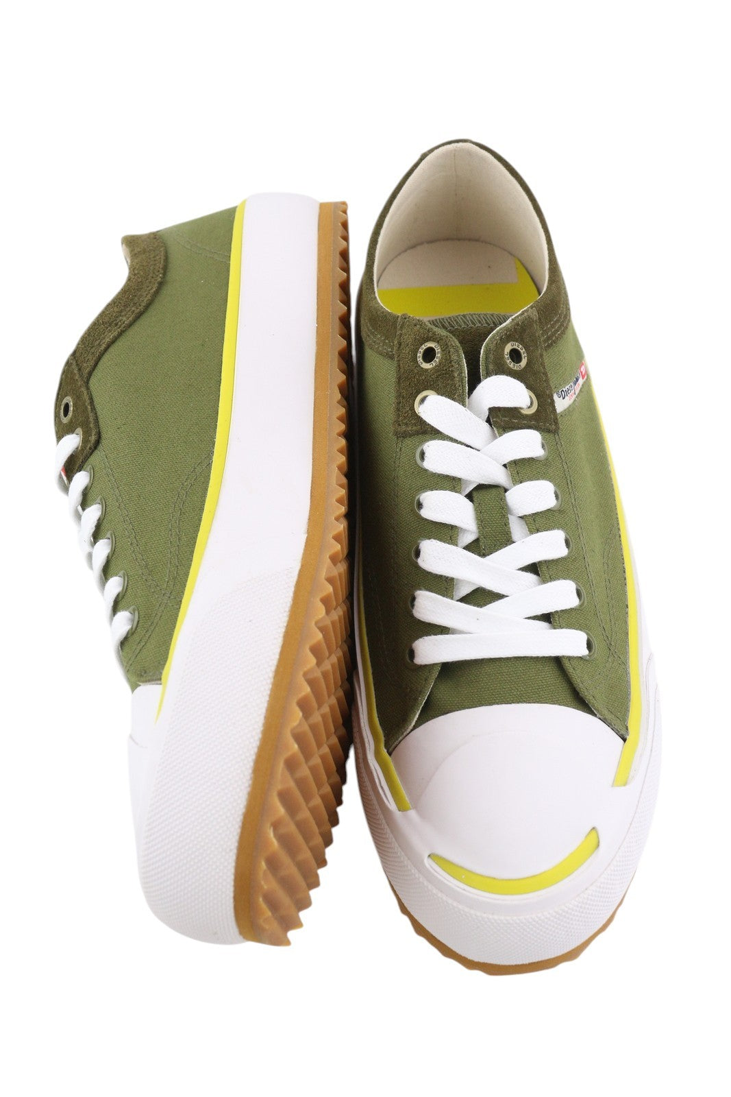 DIESEL S-Principia Low Mens Sneakers EU44 Green Lace Up Almond RRP150